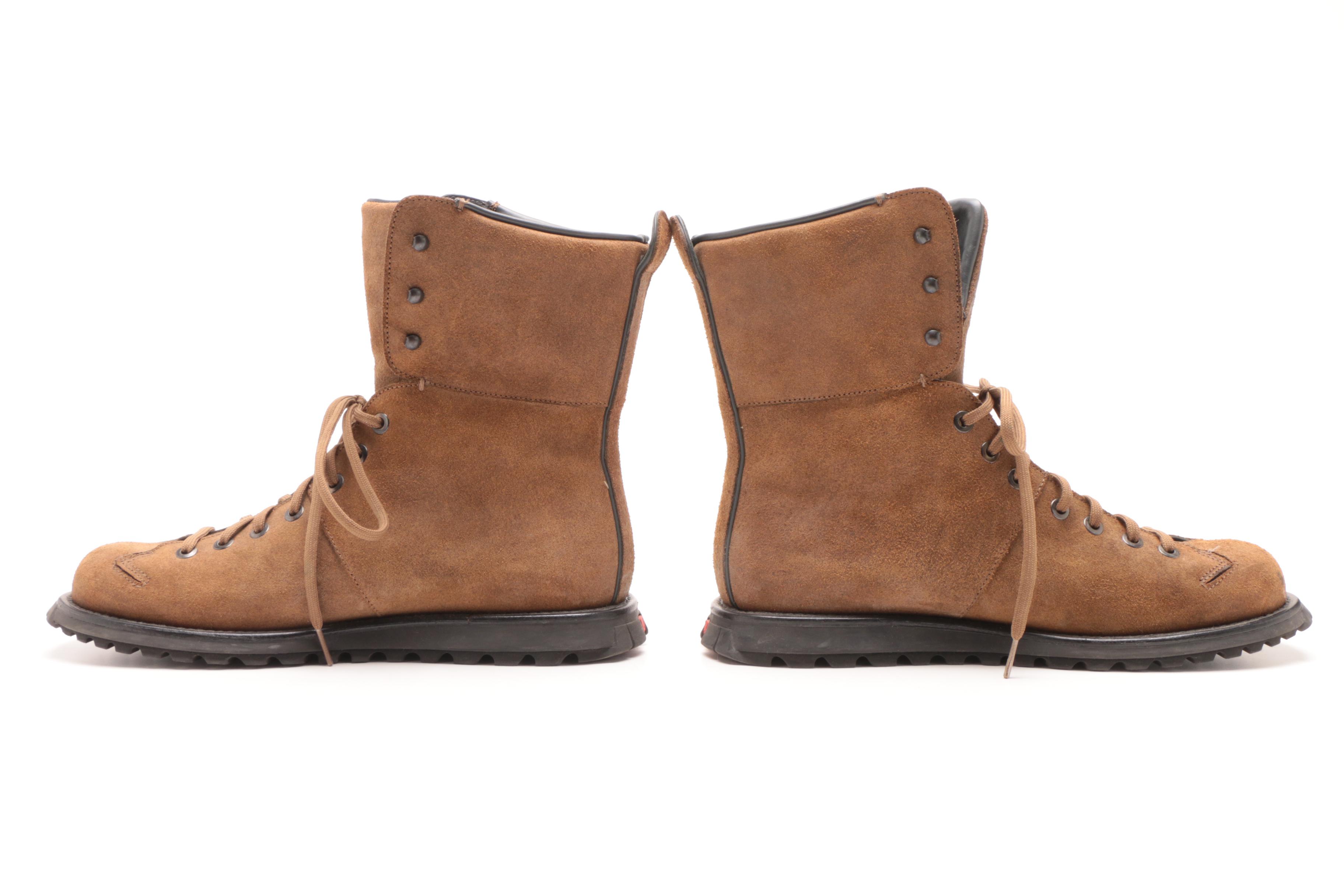 Prada Brown Suede Lace-Up Boots