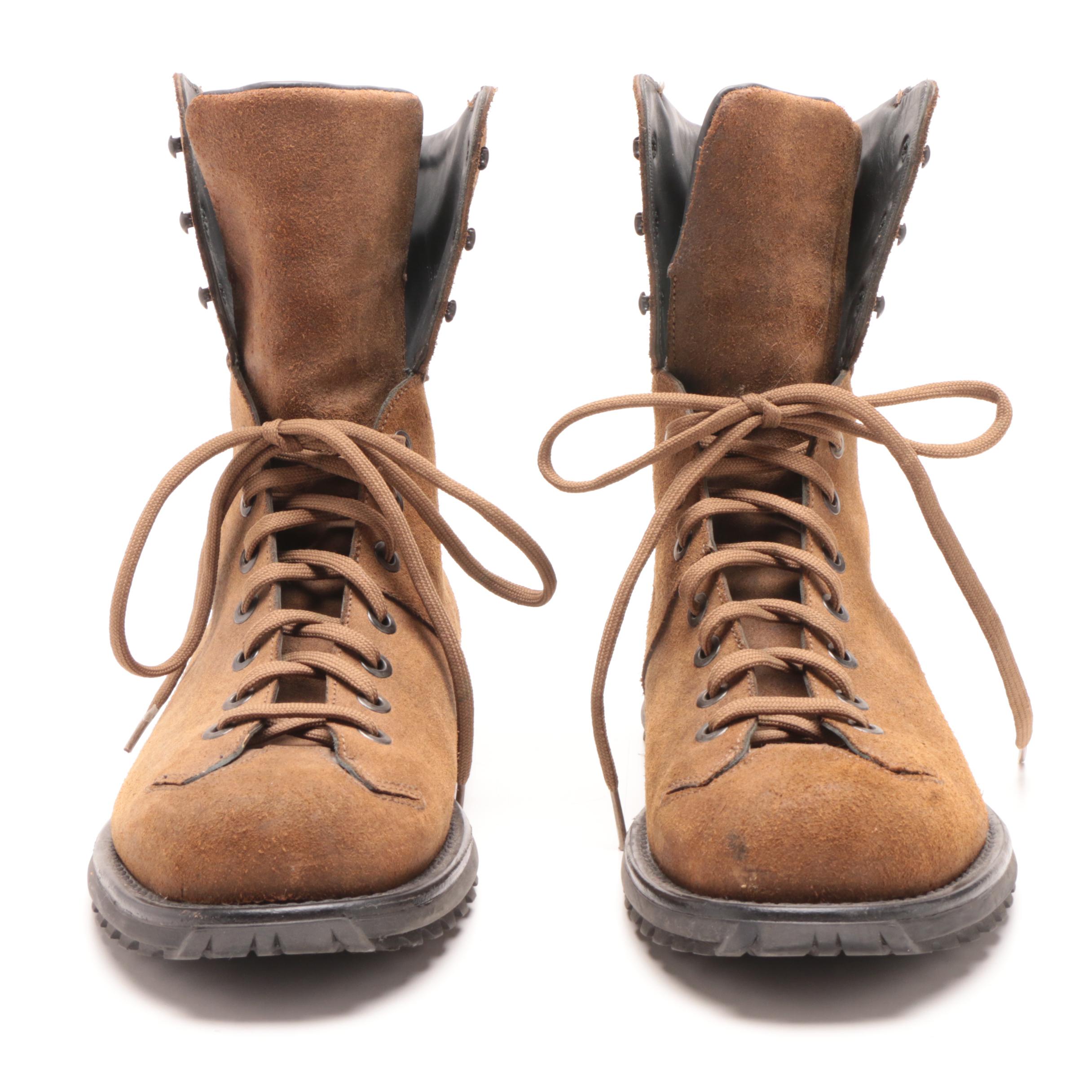 Prada Brown Suede Lace-Up Boots