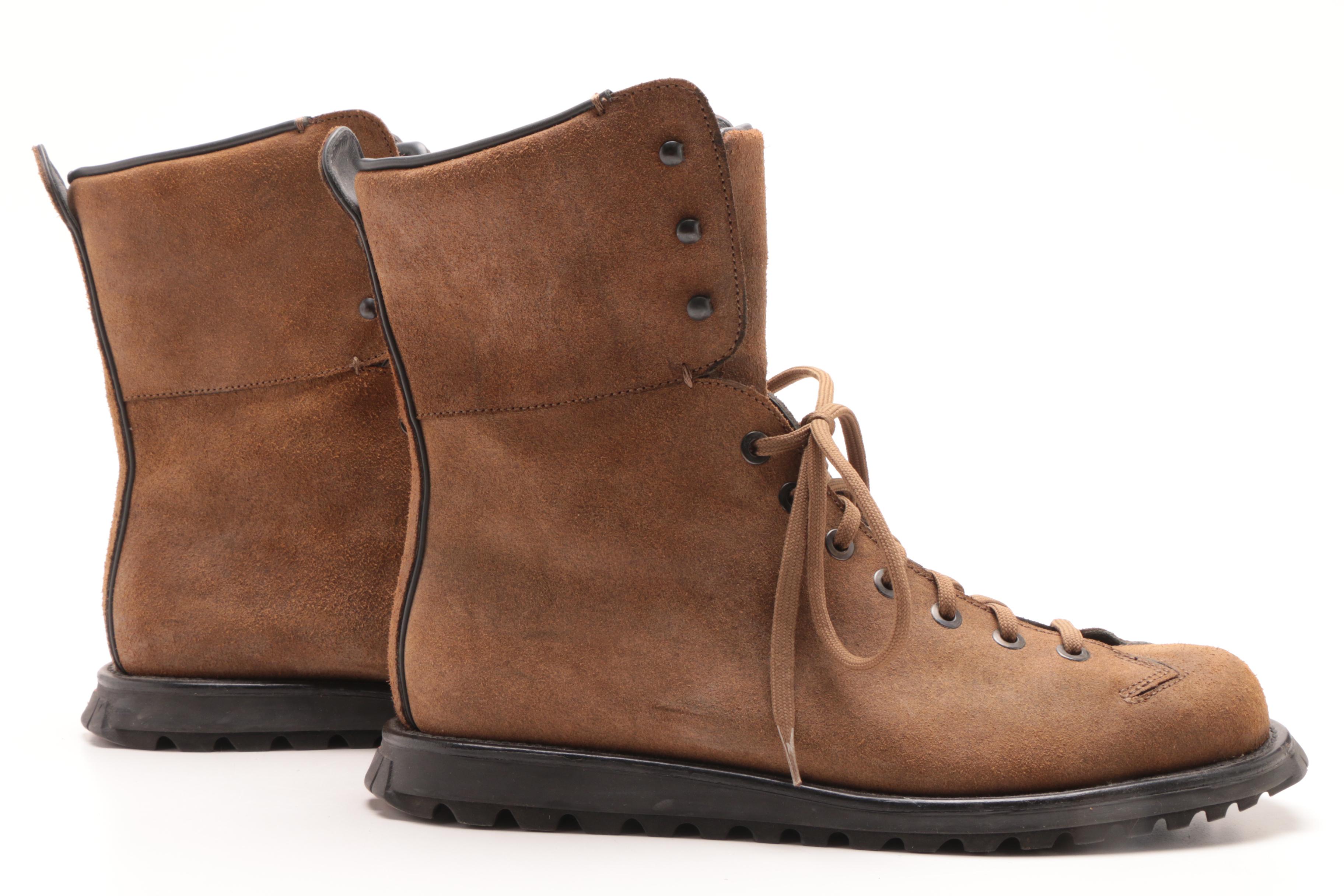 Prada Brown Suede Lace-Up Boots