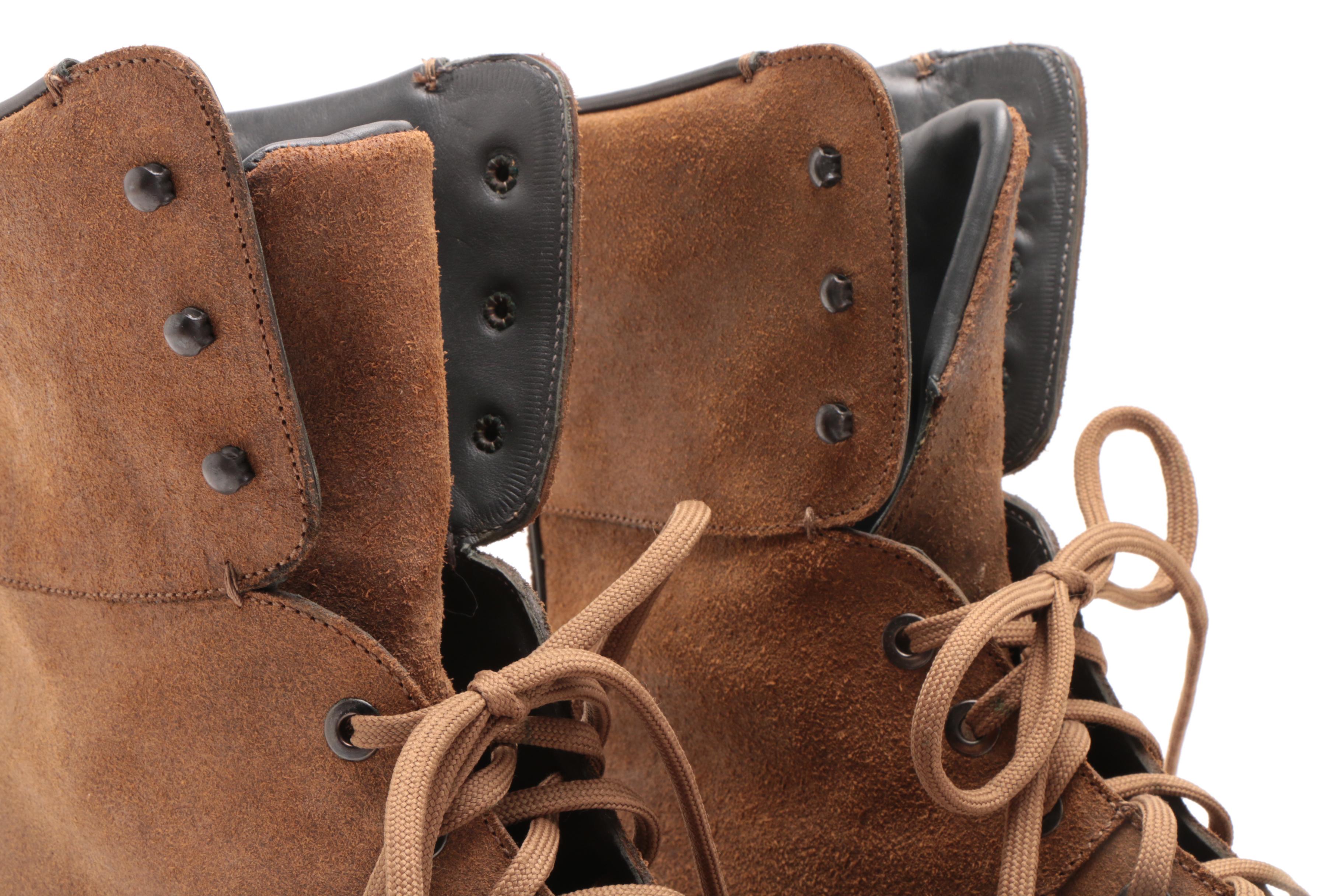 Prada Brown Suede Lace-Up Boots