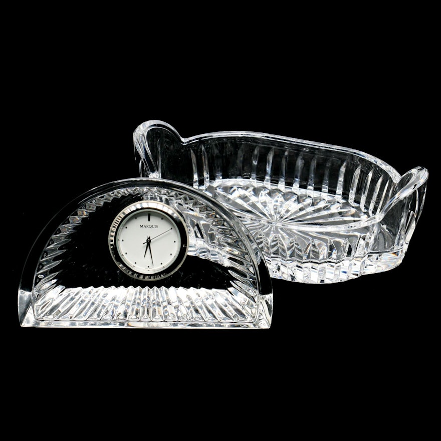 Marquis by Waterford Crystal Desk Clock and Dish