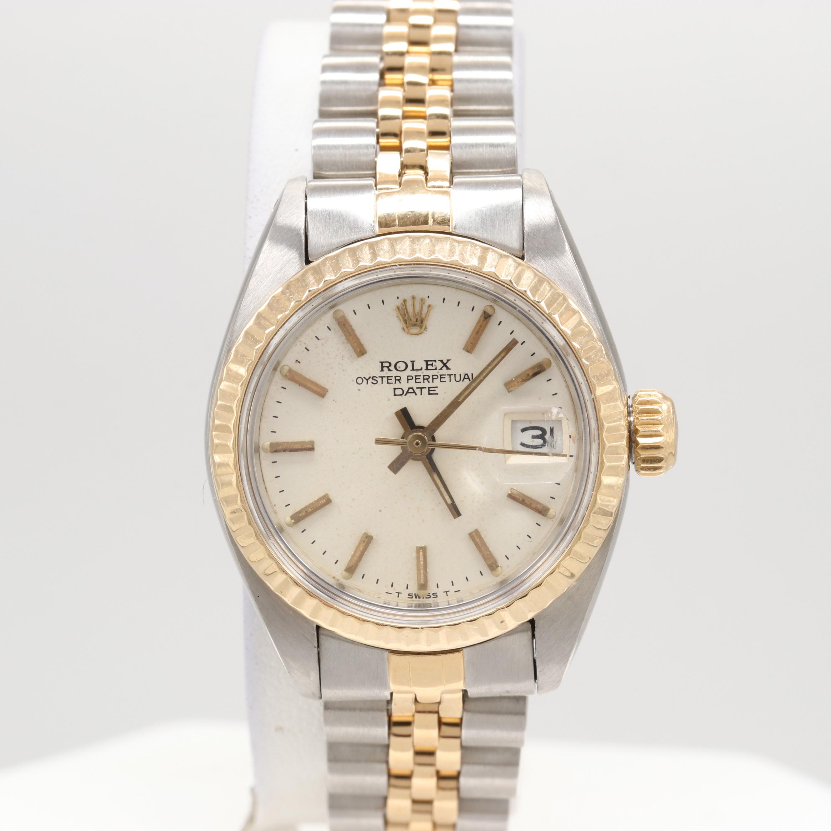 Rolex Date Stainless Steel and 18K Yellow Gold Watch Circa 1982