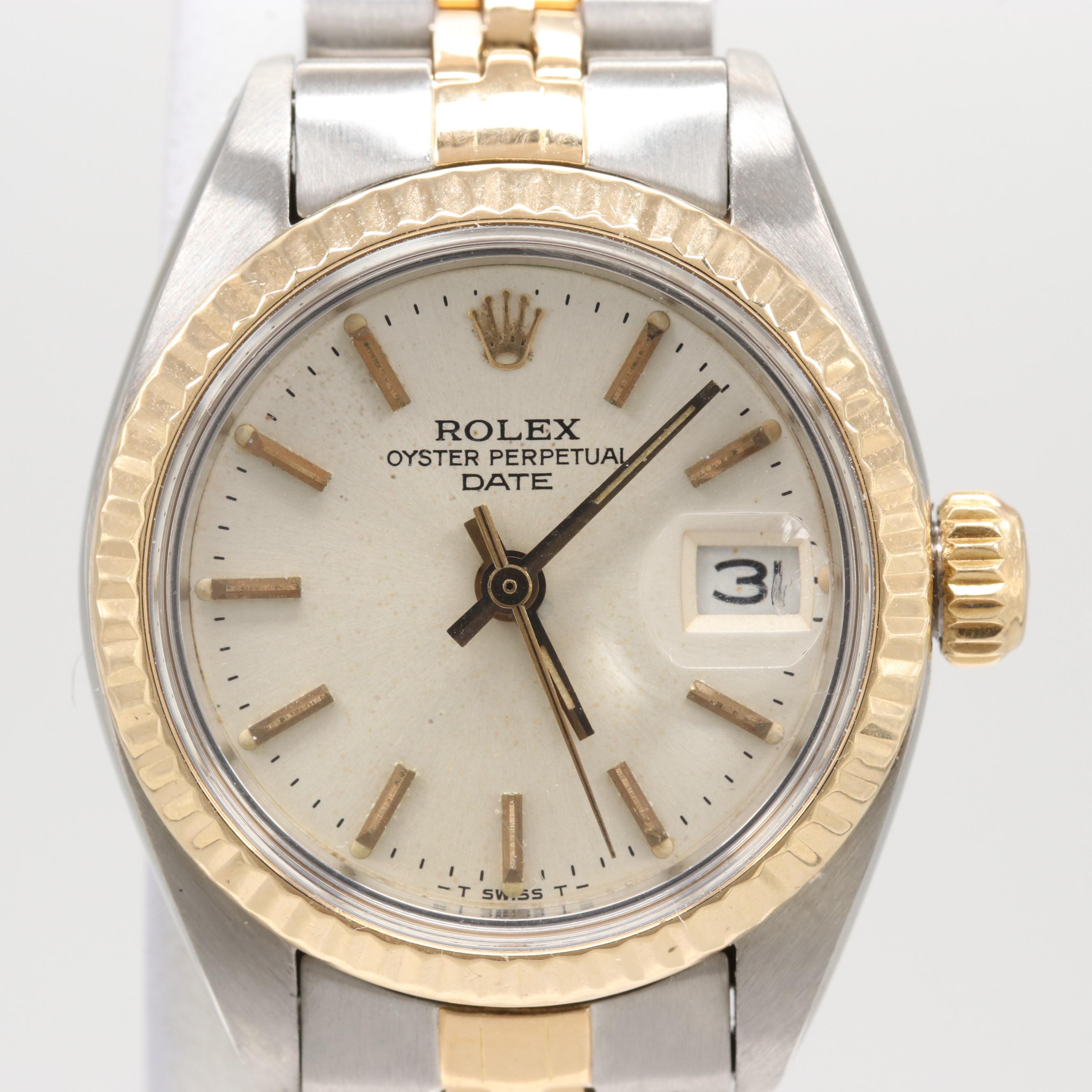 Rolex Date Stainless Steel and 18K Yellow Gold Watch Circa 1982
