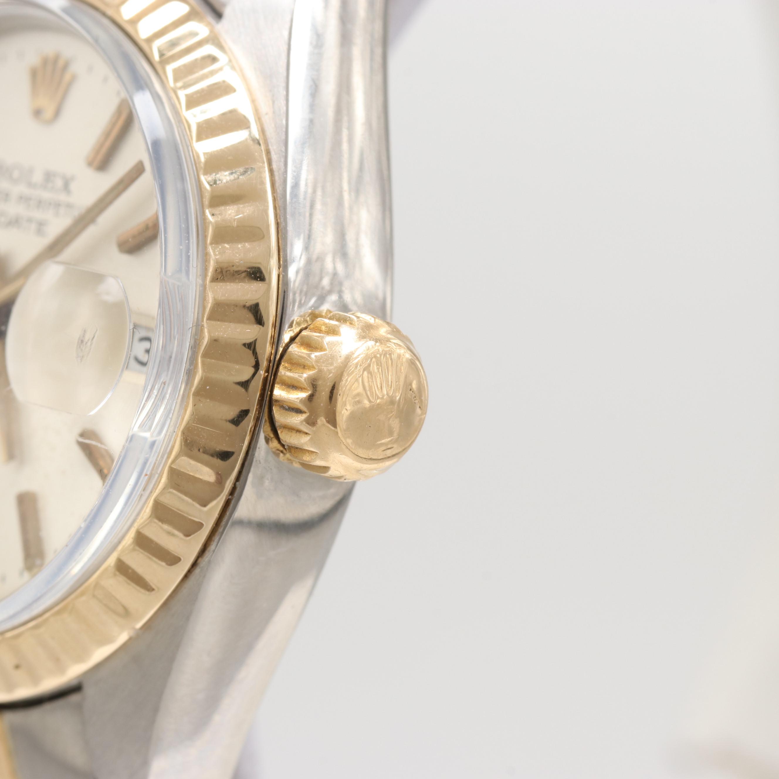 Rolex Date Stainless Steel and 18K Yellow Gold Watch Circa 1982