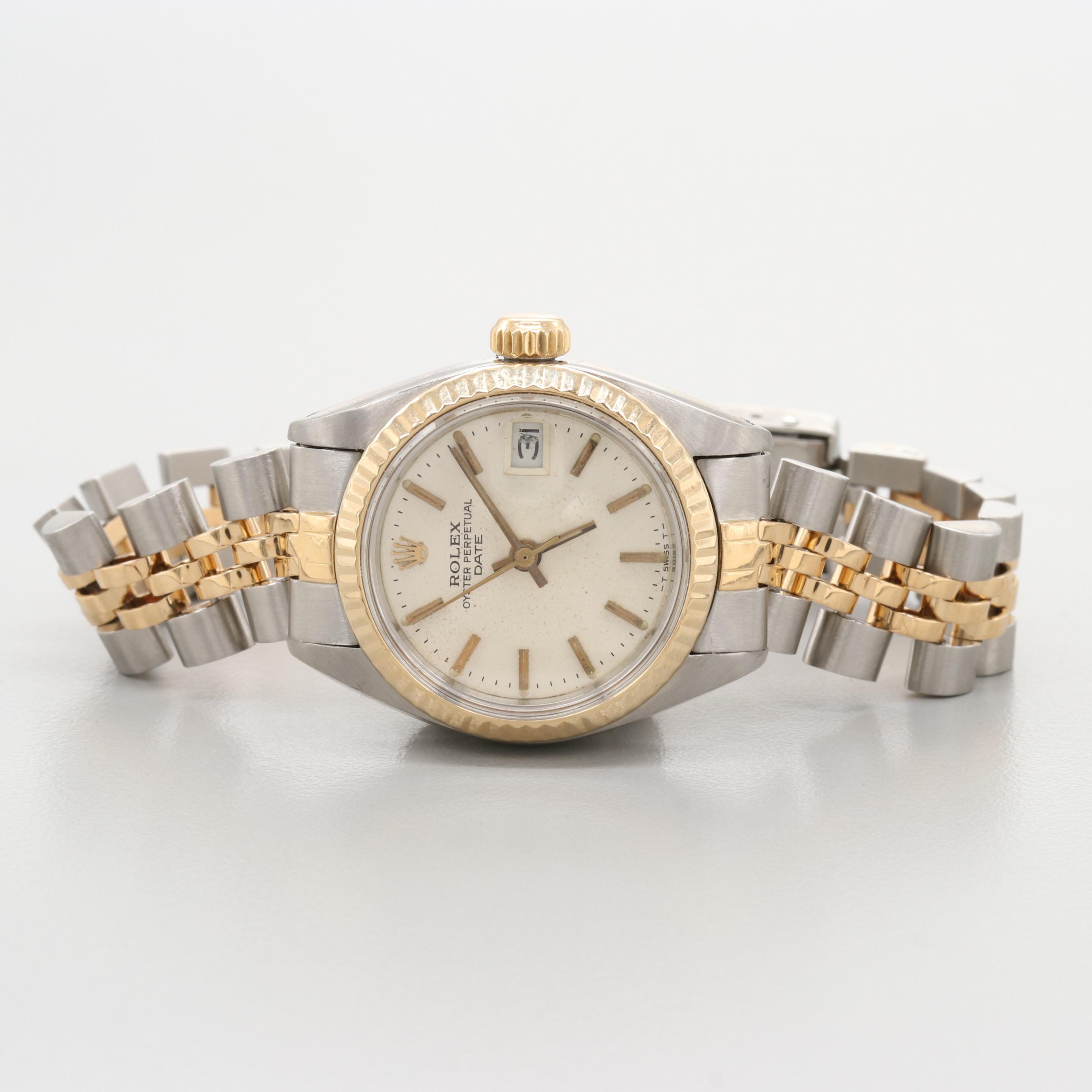 Rolex Date Stainless Steel and 18K Yellow Gold Watch Circa 1982