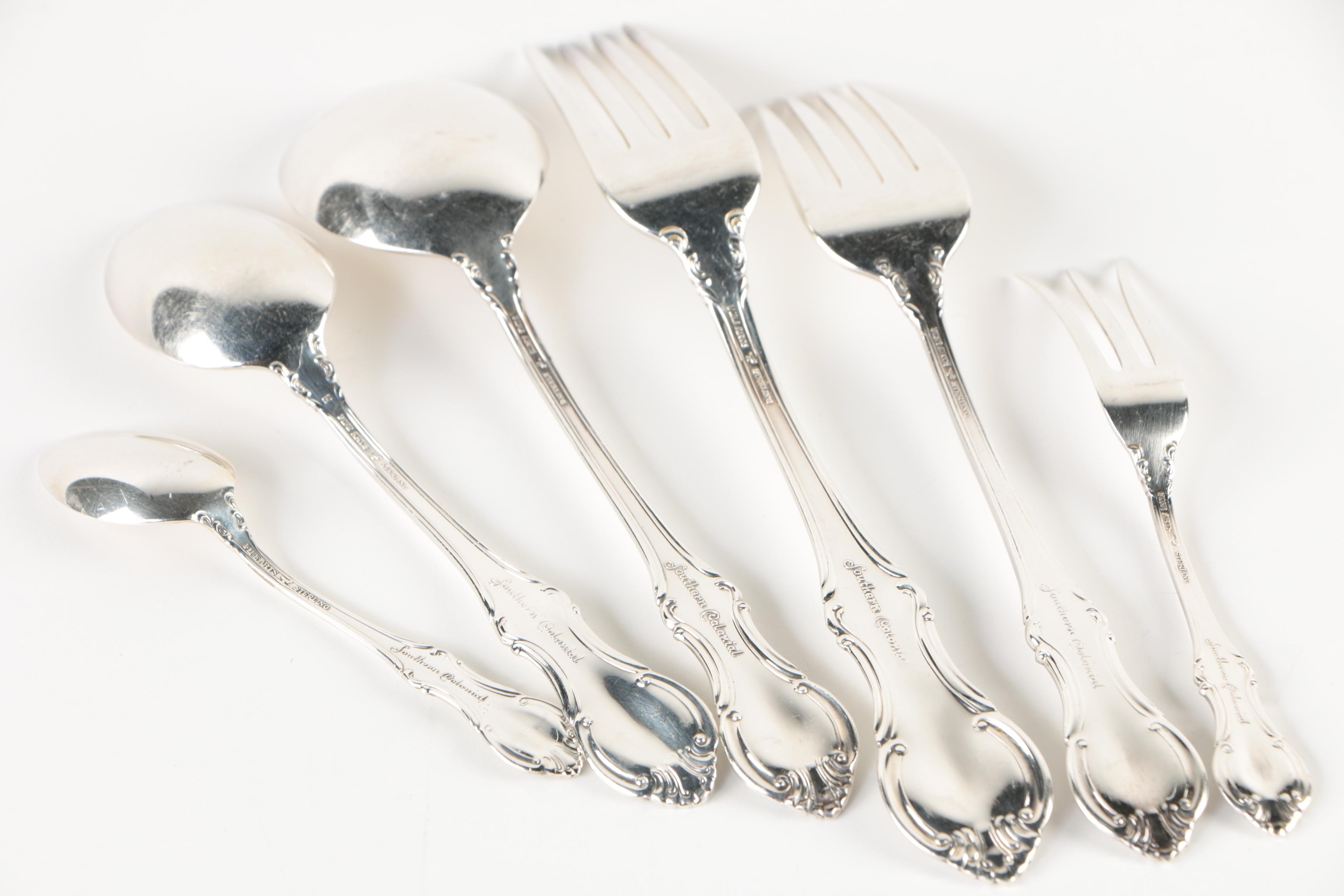 Fine Arts "Southern Colonial" Sterling Flatware Set with Chest, Mid-Century