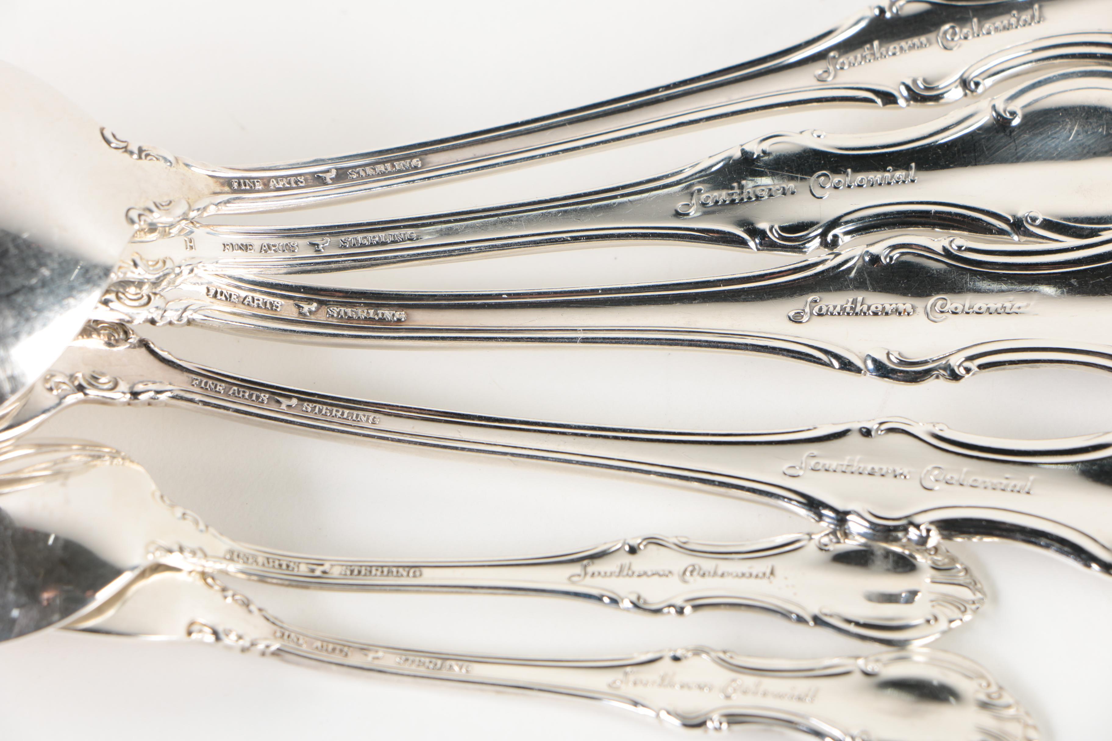 Fine Arts "Southern Colonial" Sterling Flatware Set with Chest, Mid-Century