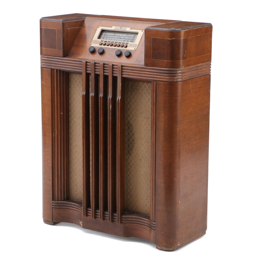 Art-Deco-Style 1930s-1940s Philco Model 40-185 Tube Console Radio