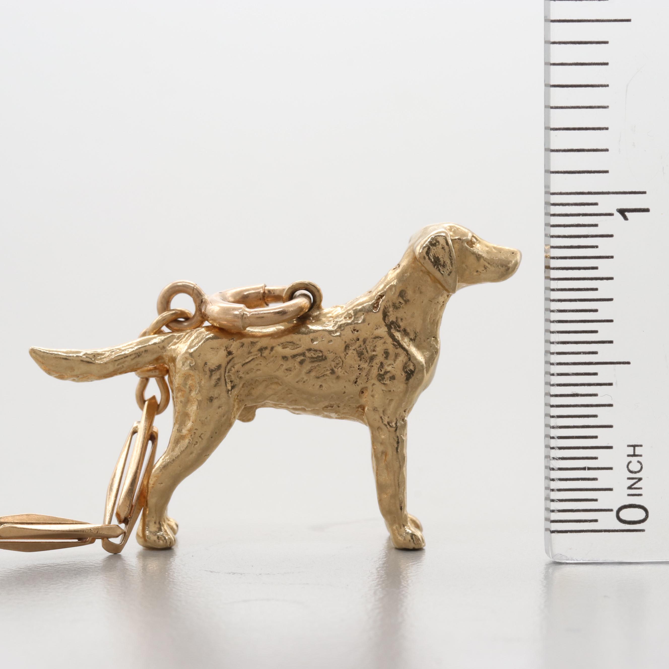 Antique 14K Yellow Gold Fob Chain by Weiner With Retriever Charm