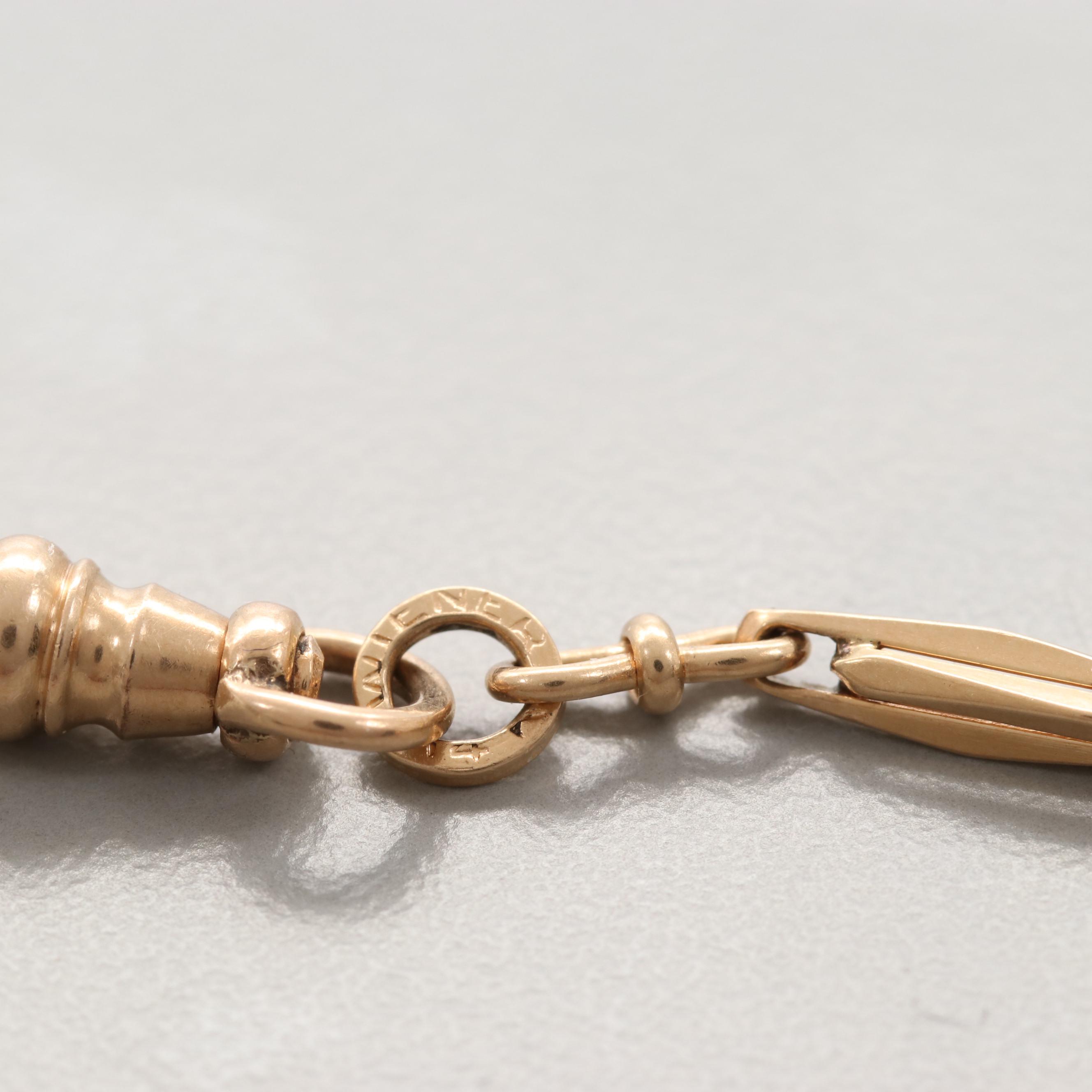 Antique 14K Yellow Gold Fob Chain by Weiner With Retriever Charm