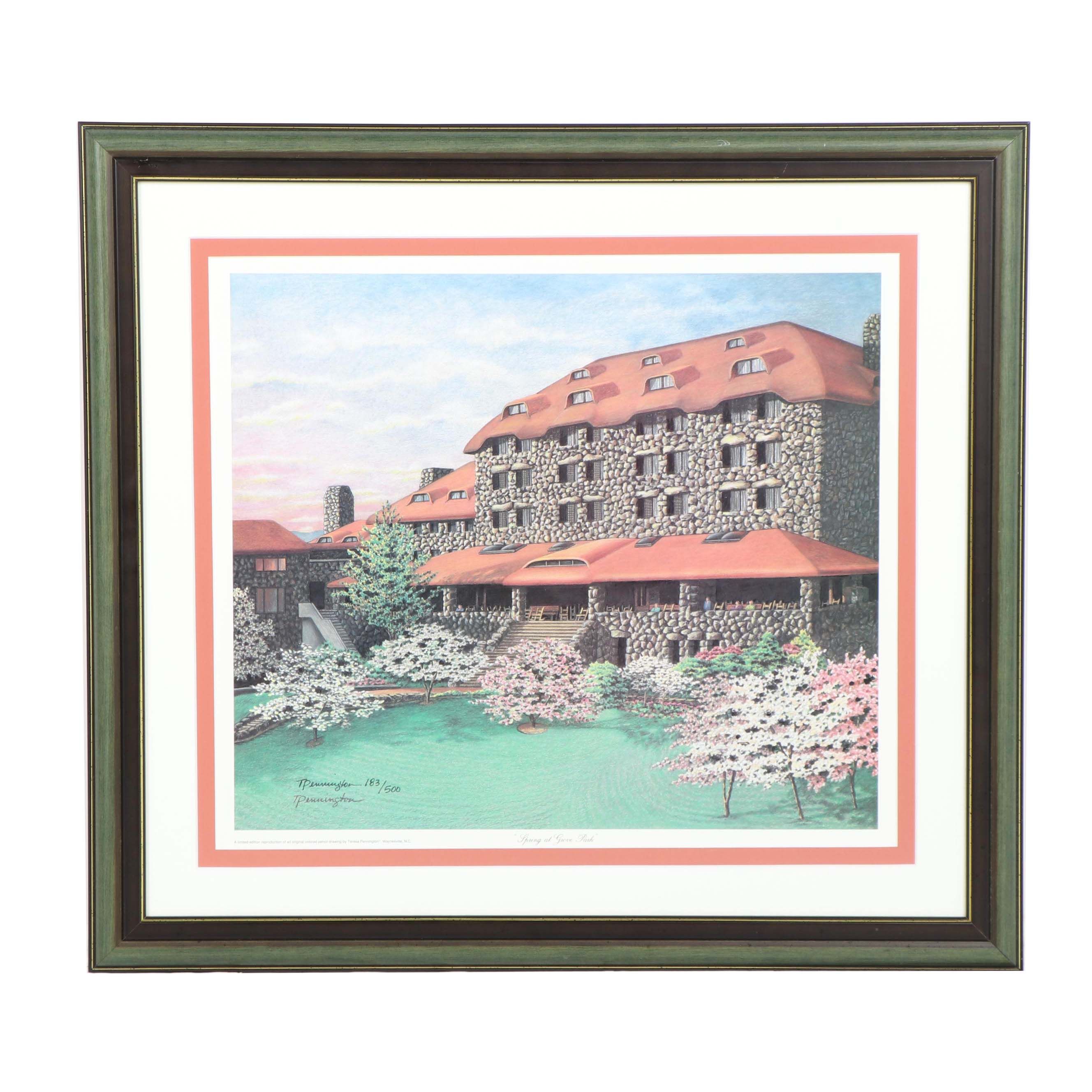 Teresa Pennington Limited Edition Offset Lithograph "Spring at Grove Park"