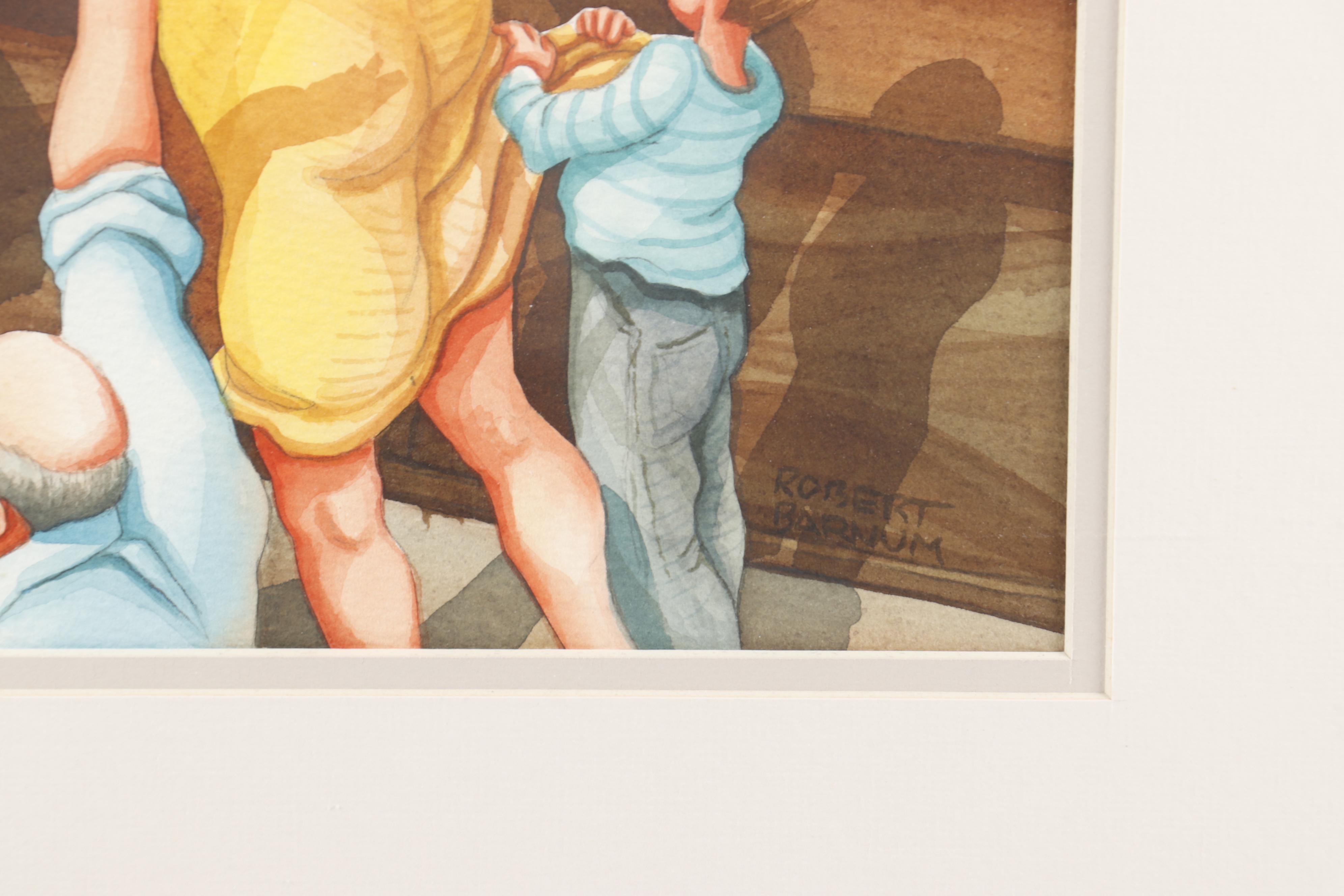 Robert Barnum Watercolor Painting "The Sermon"