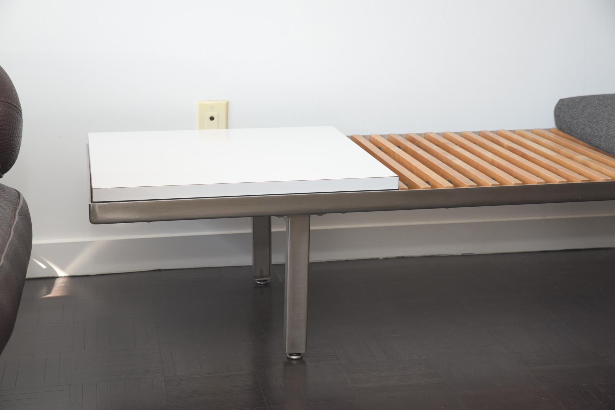 Mid Century Modern Style Metal and Wooden Entryway Bench, 21st Century