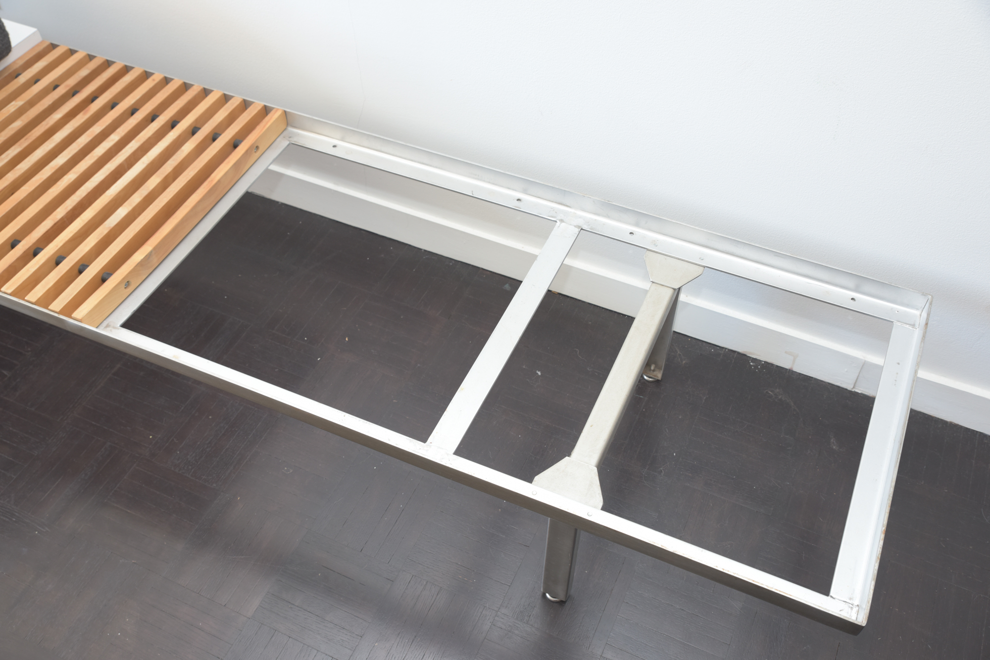 Mid Century Modern Style Metal and Wooden Entryway Bench, 21st Century
