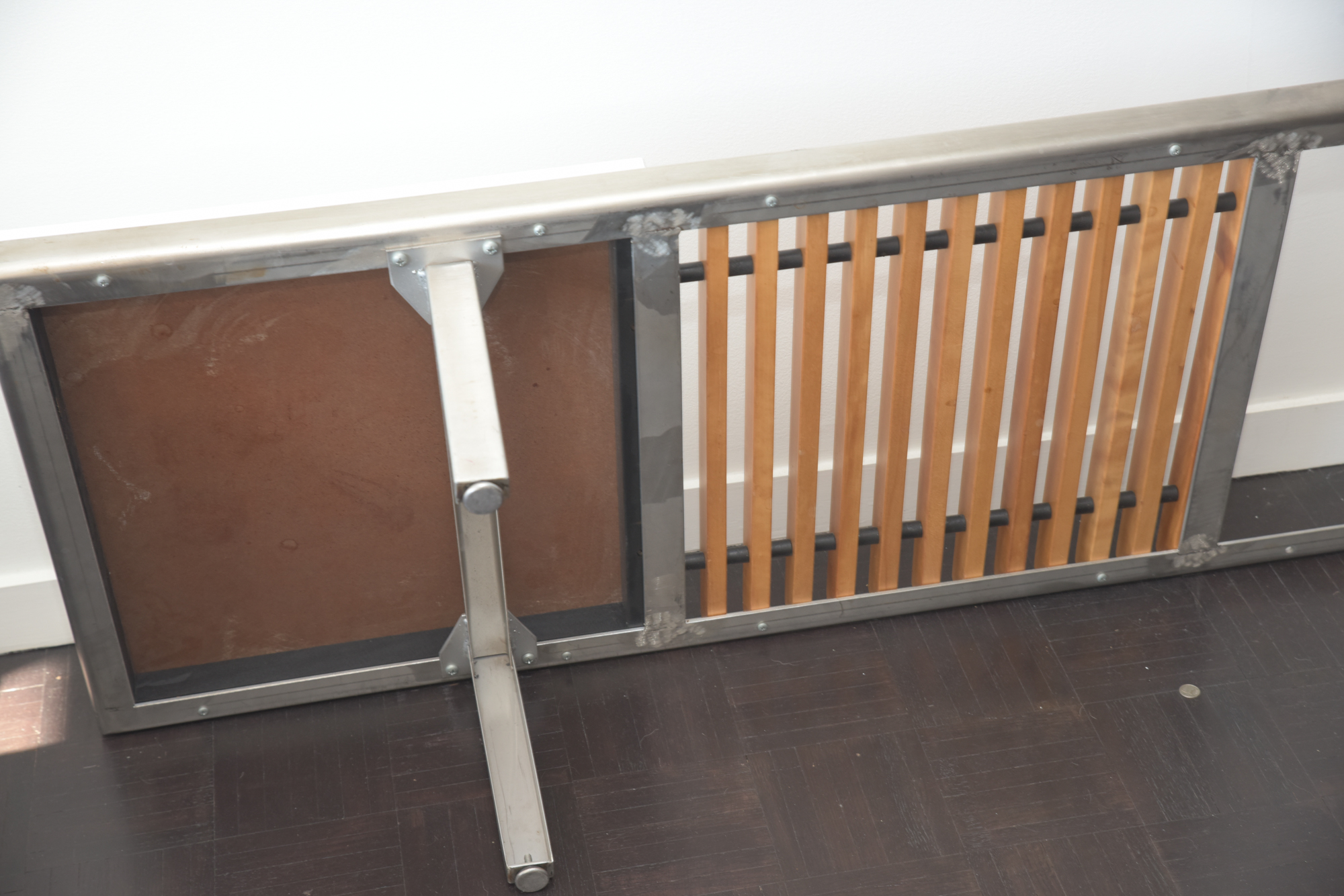 Mid Century Modern Style Metal and Wooden Entryway Bench, 21st Century