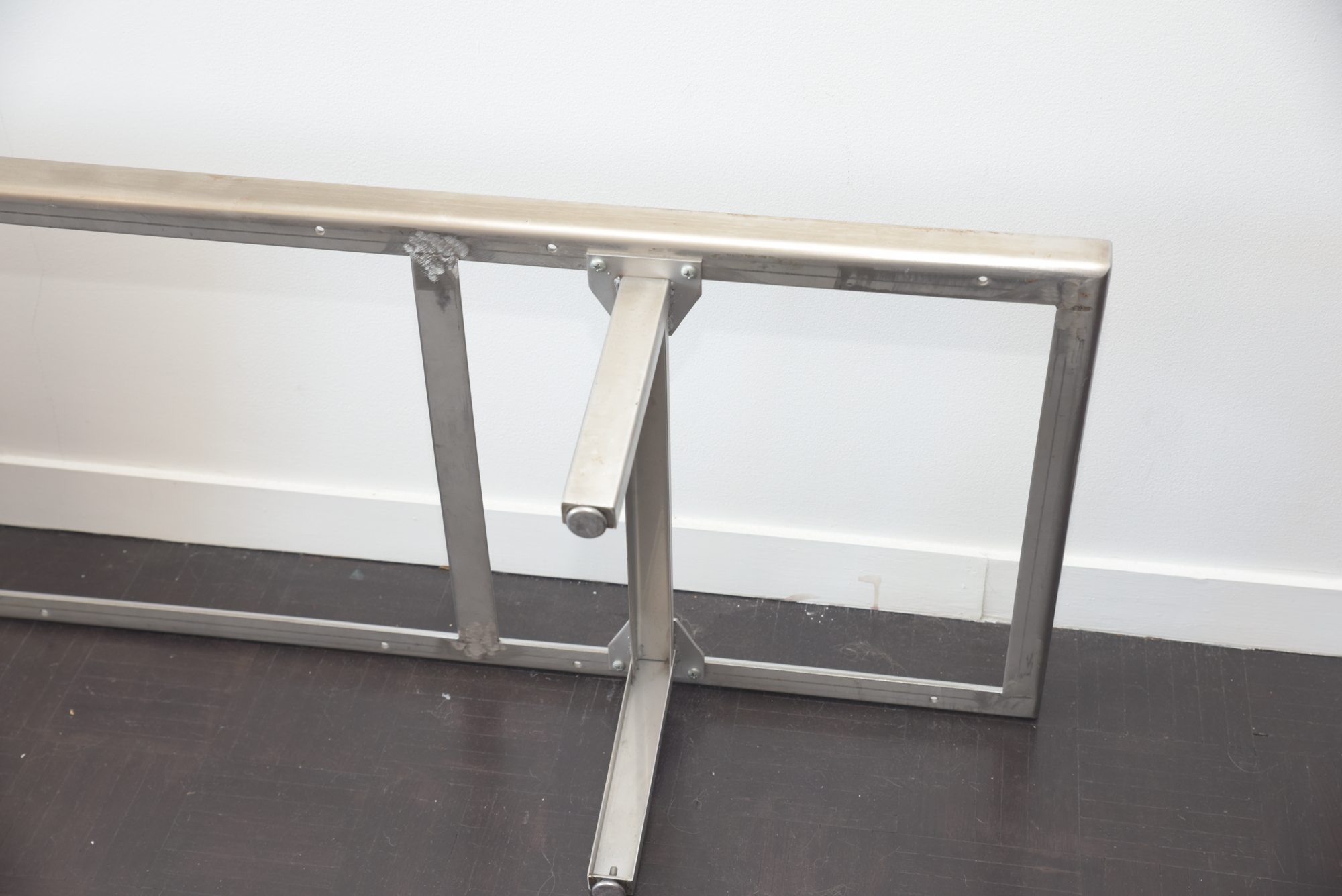 Mid Century Modern Style Metal and Wooden Entryway Bench, 21st Century