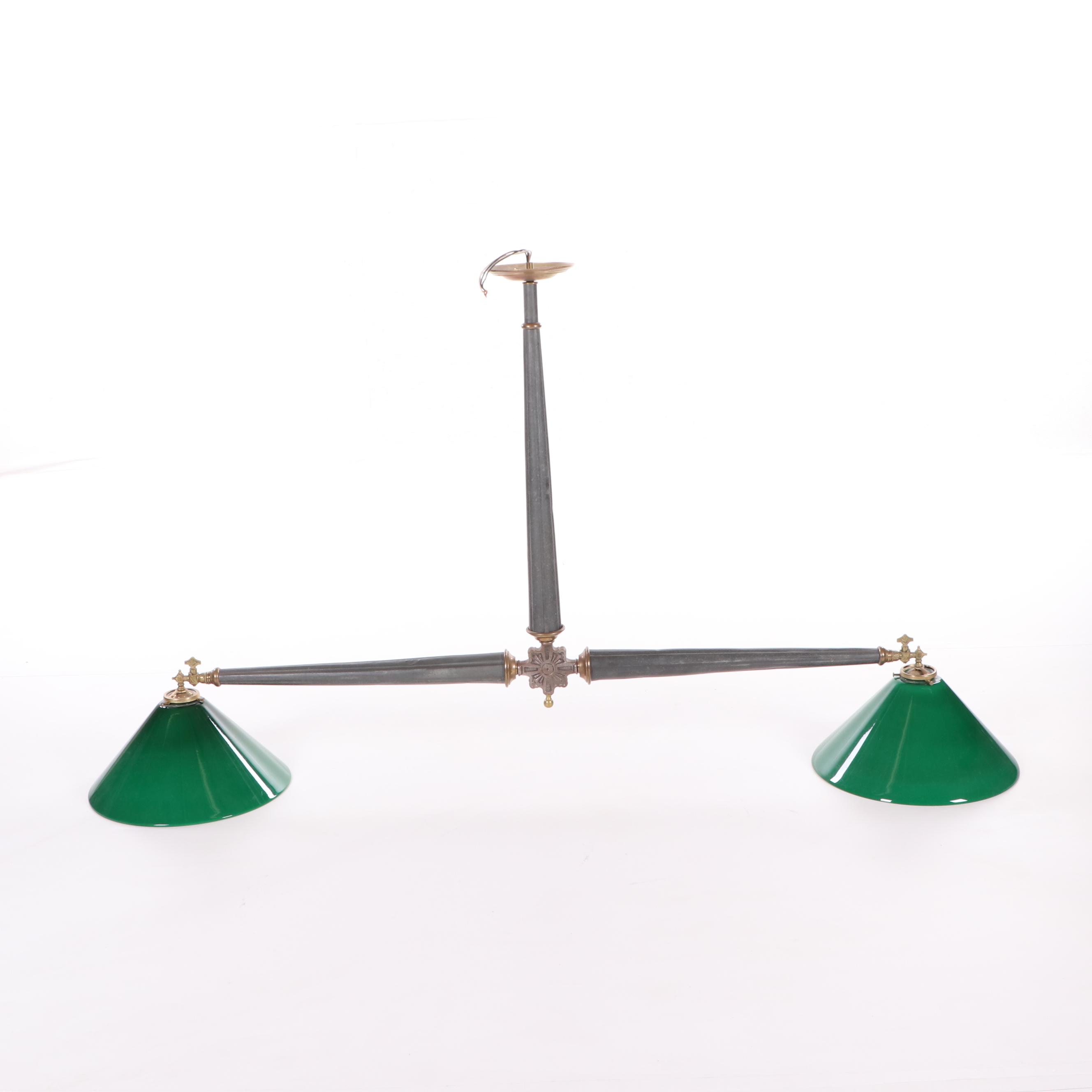 Mixed Metal Two-Arm Emeralite Pendant Light