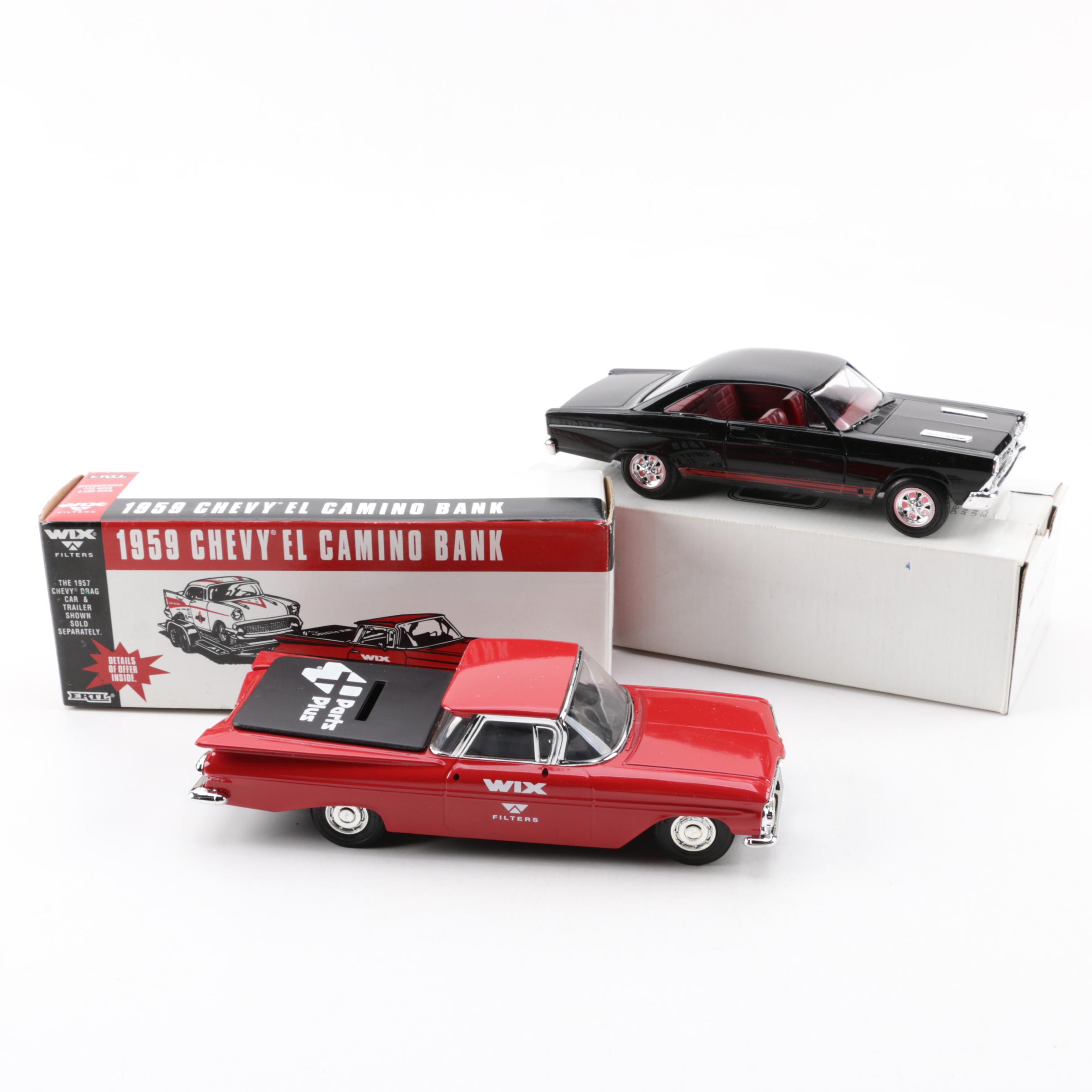 Ertl 1966 Fairlane GT/A Die-Cast Car with 1959 Chevrolet El Camino Bank