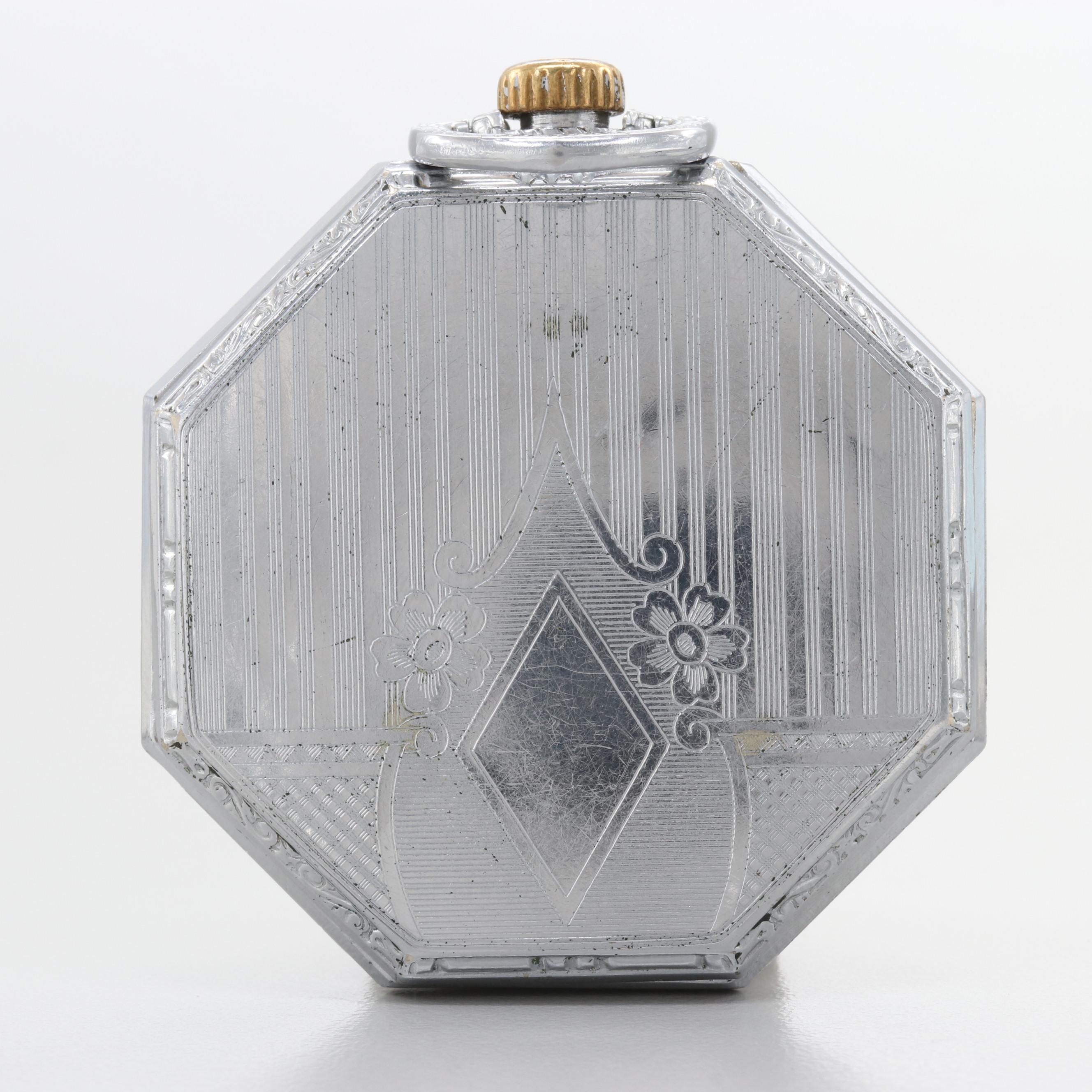 Elgin Silver Tone Octagonal Shape Pocket Watch, 1917