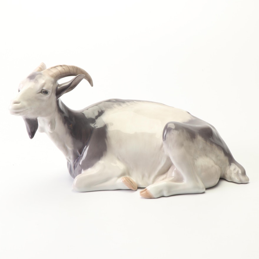 Royal Copenhagen Porcelain Goat Sculpture, 1960s