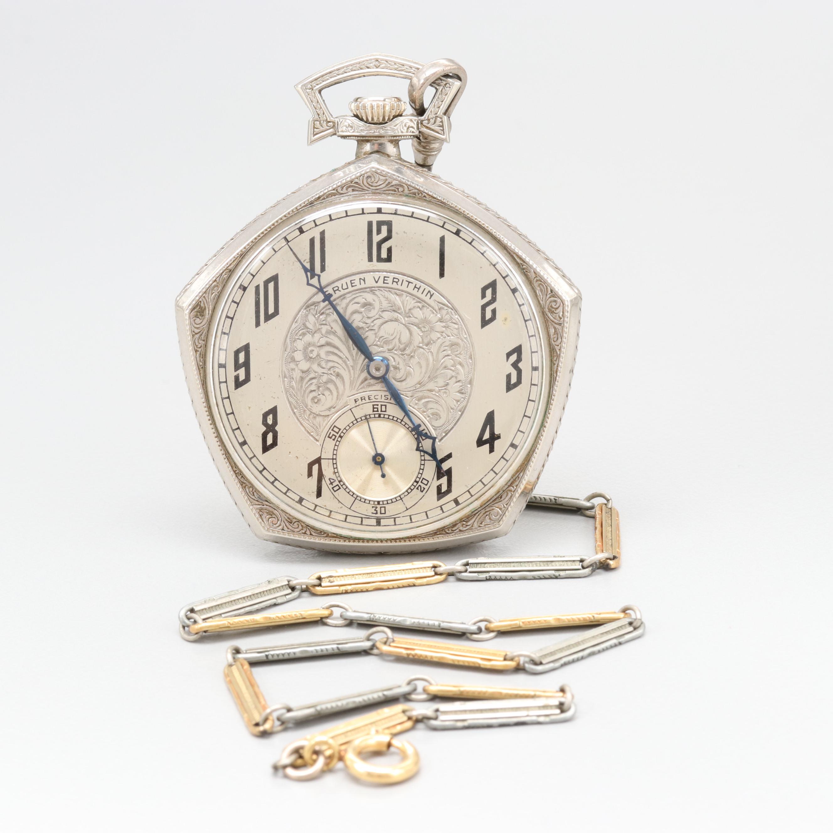 Vintage Gruen VeriThin "Pentagon" 14K Gold Filled Pocket Watch
