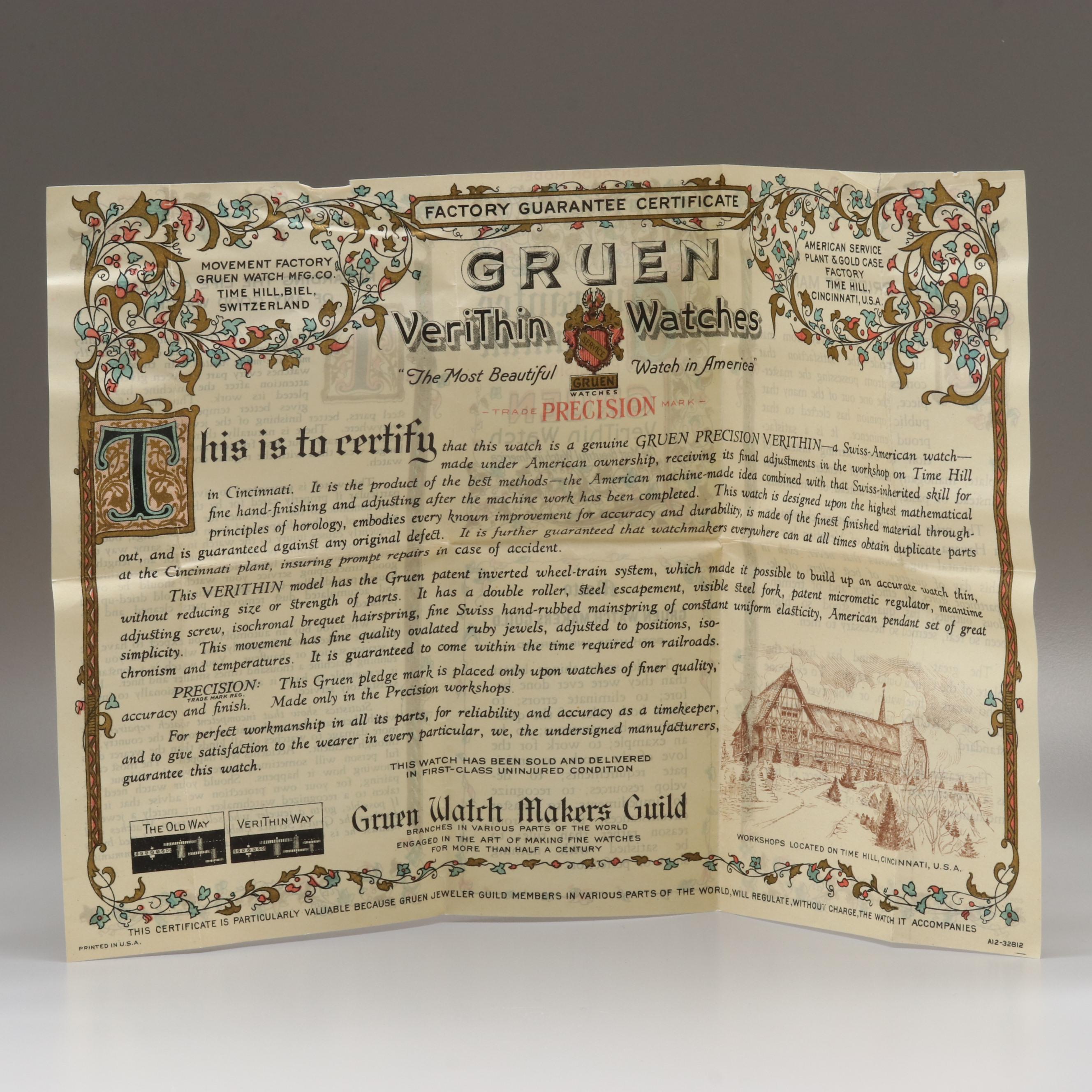 Vintage Gruen VeriThin "Pentagon" 14K Gold Filled Pocket Watch