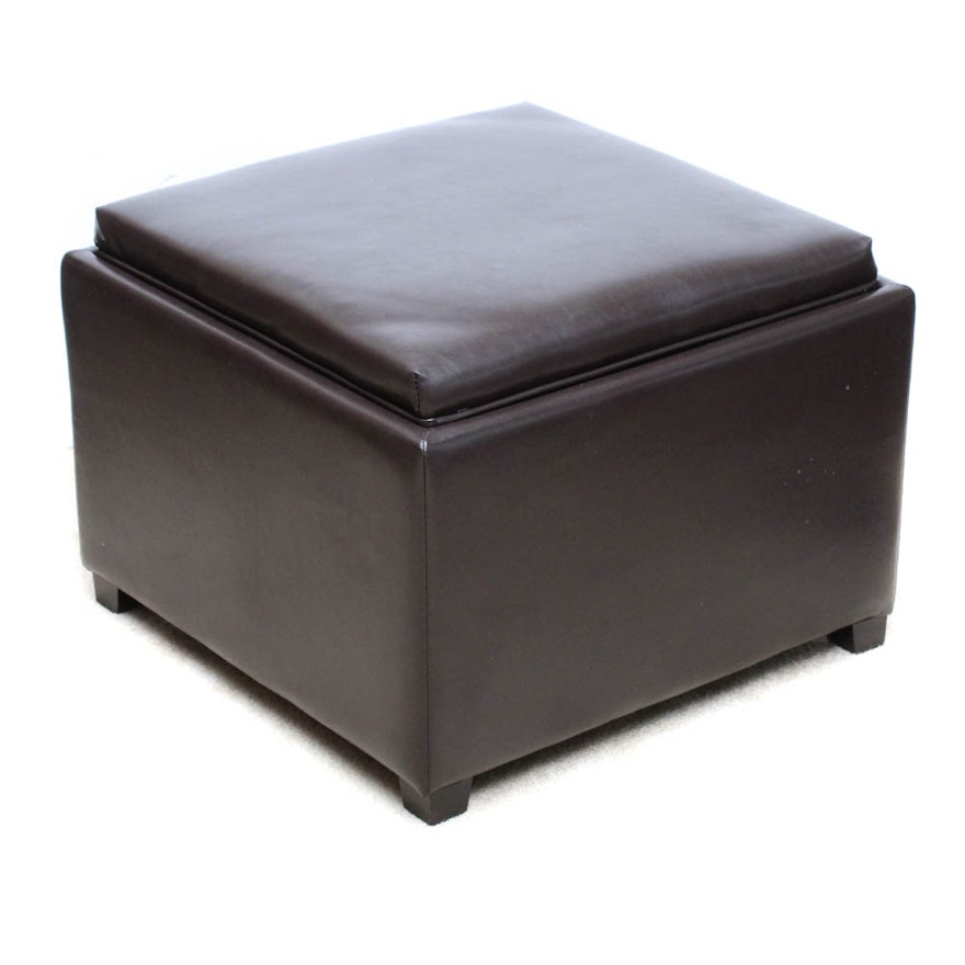 Leather Upholstered Storage Ottoman