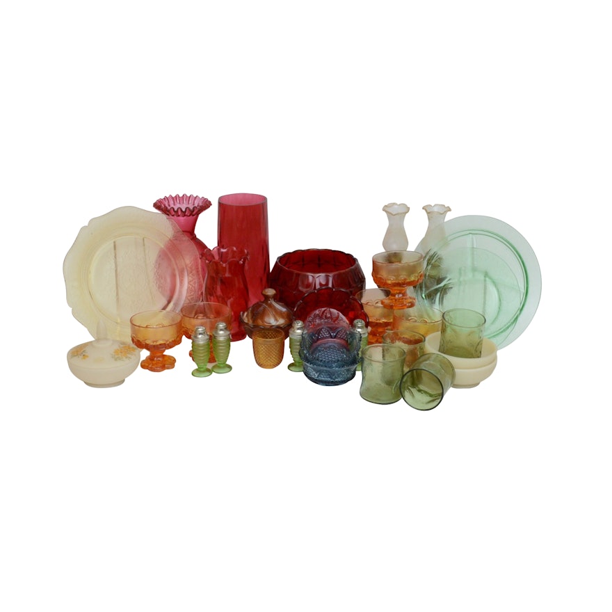 Mixed Vintage Glass Tableware Collection