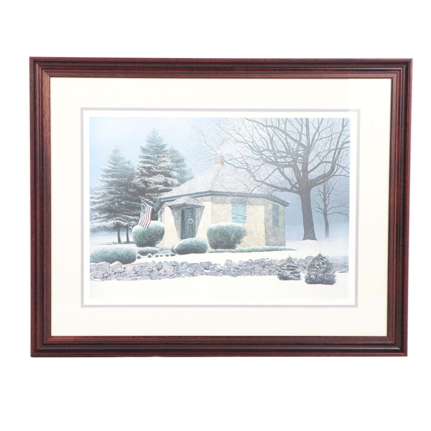 J. Wayne Bystrom Offset Lithograph of Snowy Landscape