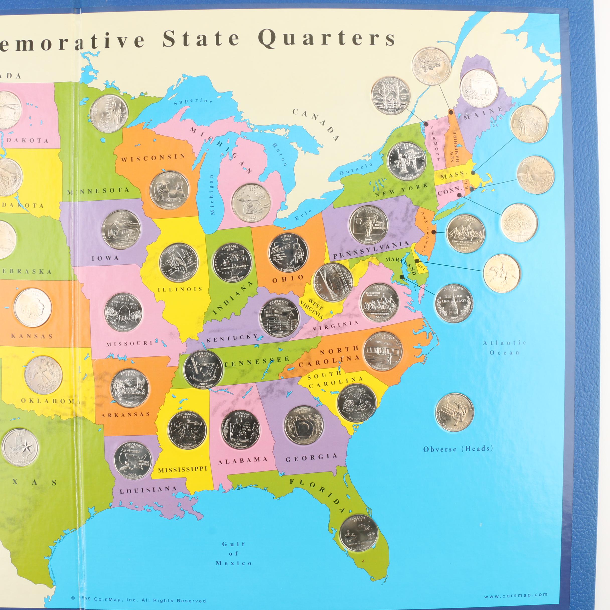 Complete U.S. State Quarter Collector Map