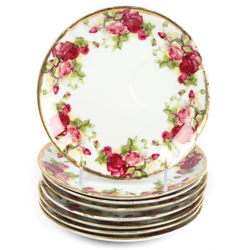Ceramic Rose Pattern Snack Plates