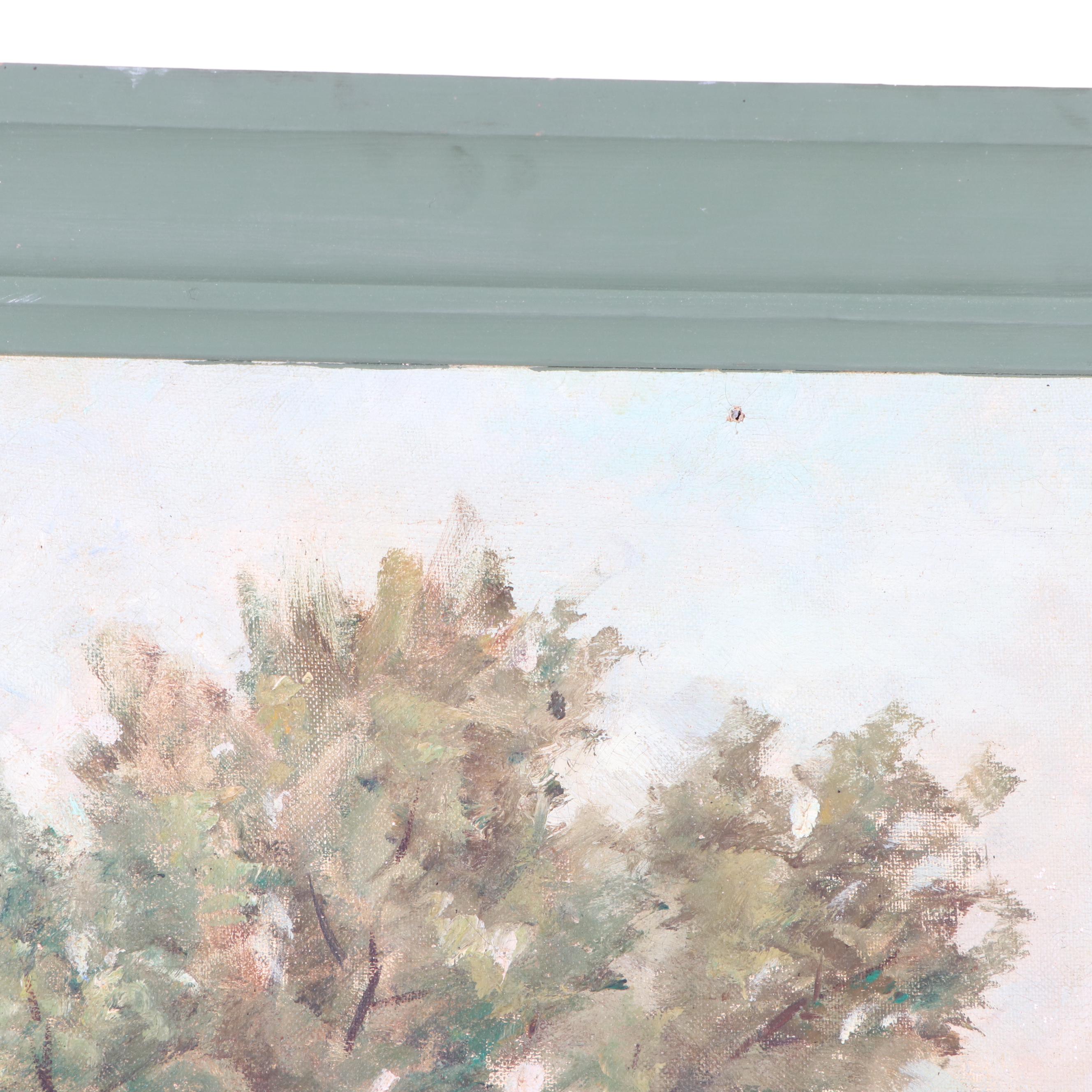 De Gregorio Oil Painting of Italian Courtyard