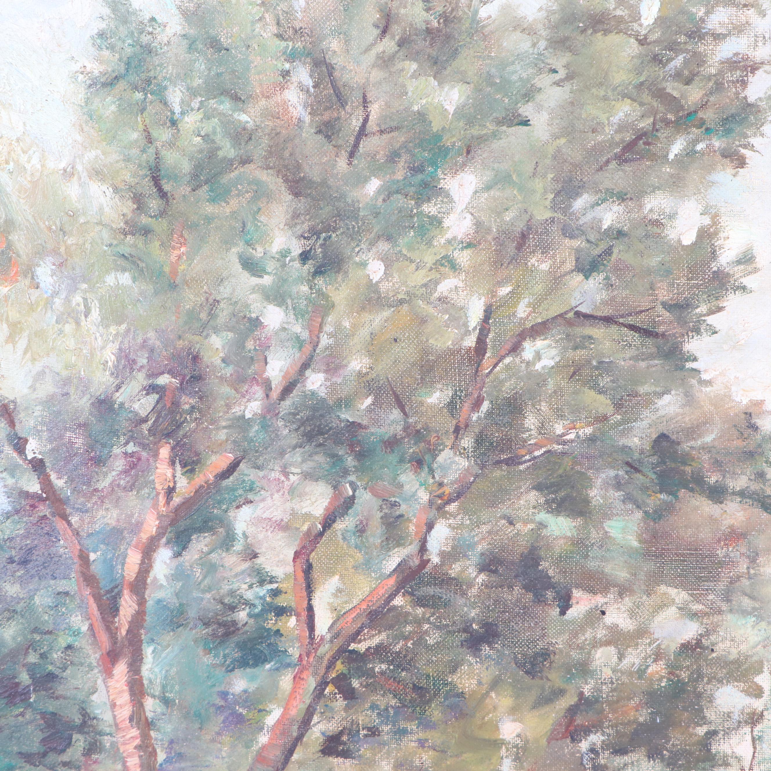 De Gregorio Oil Painting of Italian Courtyard