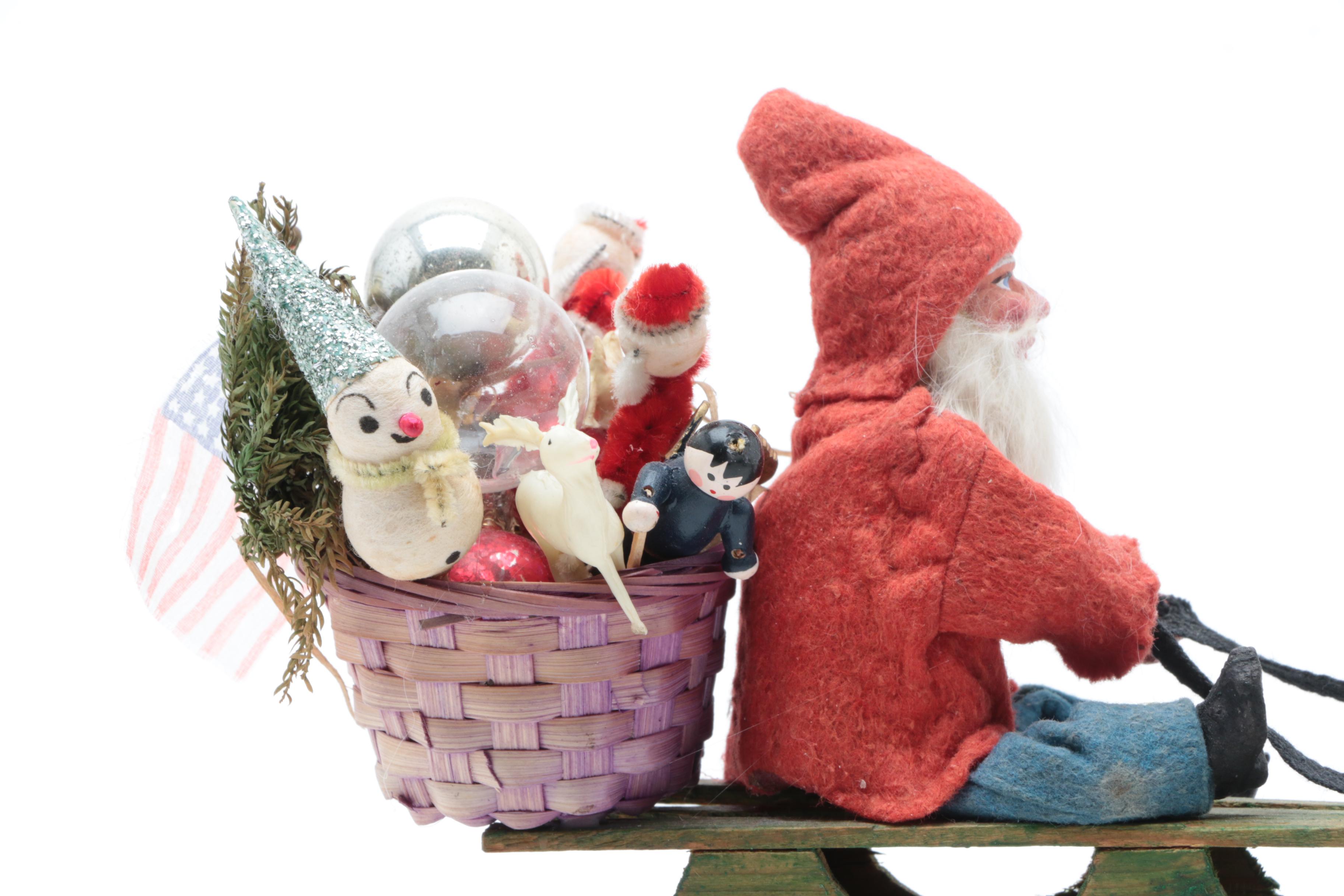 Antique German Christmas Belsnickle on Horse Drawn Sleigh