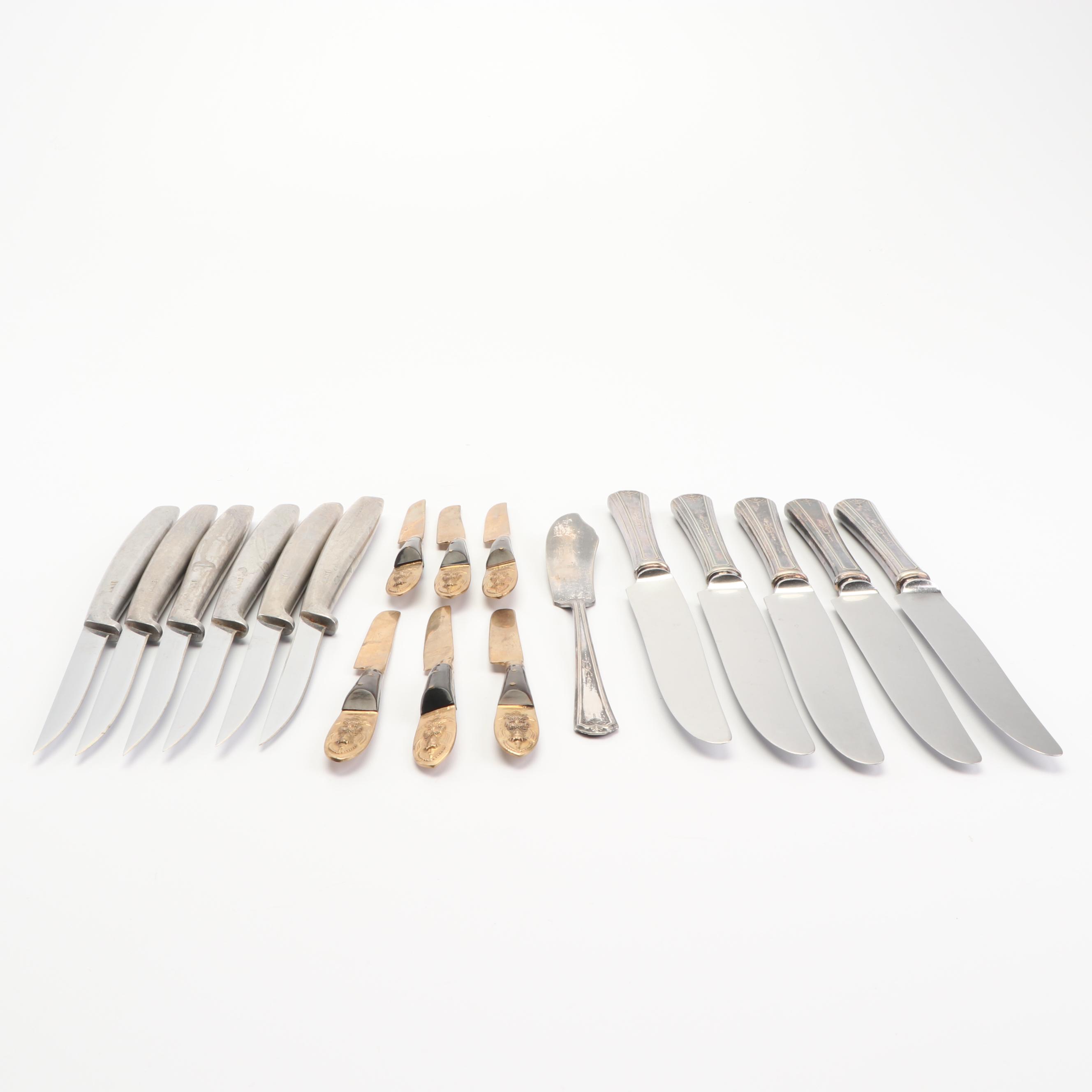 Gerber "Miming" Steak Knives with Other Flatware and 1847 Rogers Bros. Chest