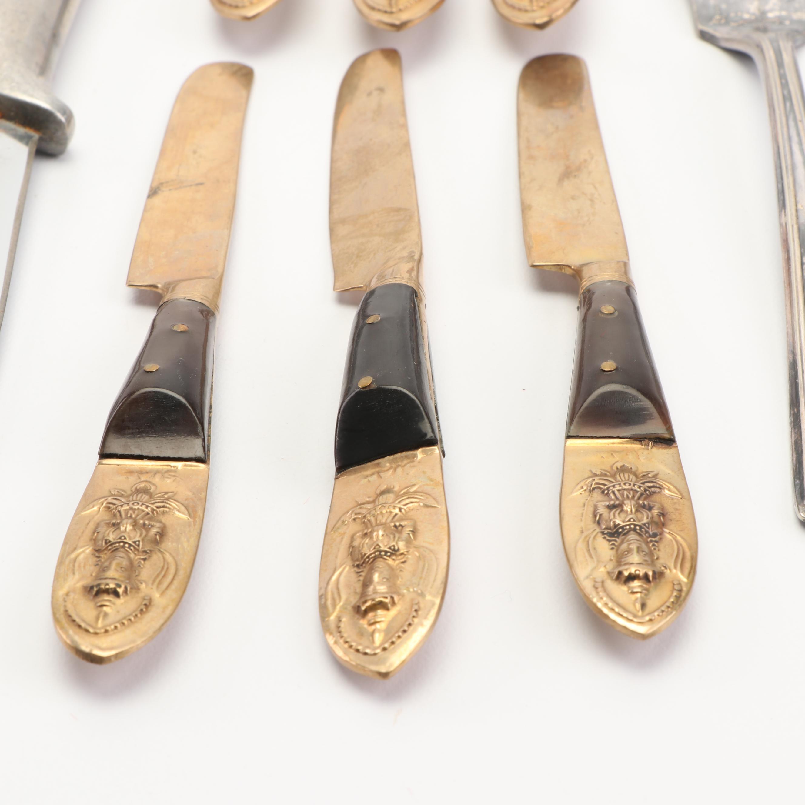 Gerber "Miming" Steak Knives with Other Flatware and 1847 Rogers Bros. Chest