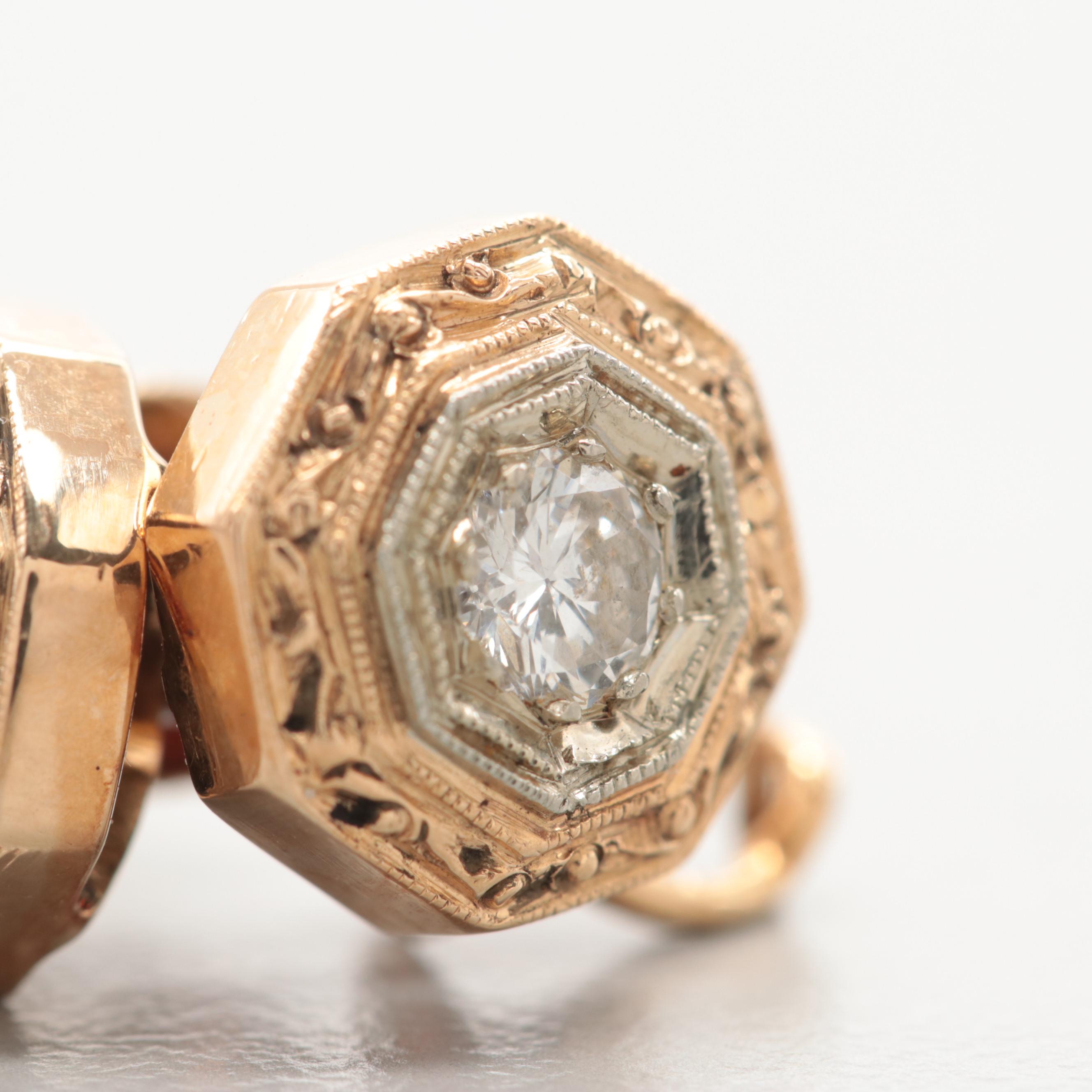 Vintage 14K Yellow Gold Diamond Stud Earrings