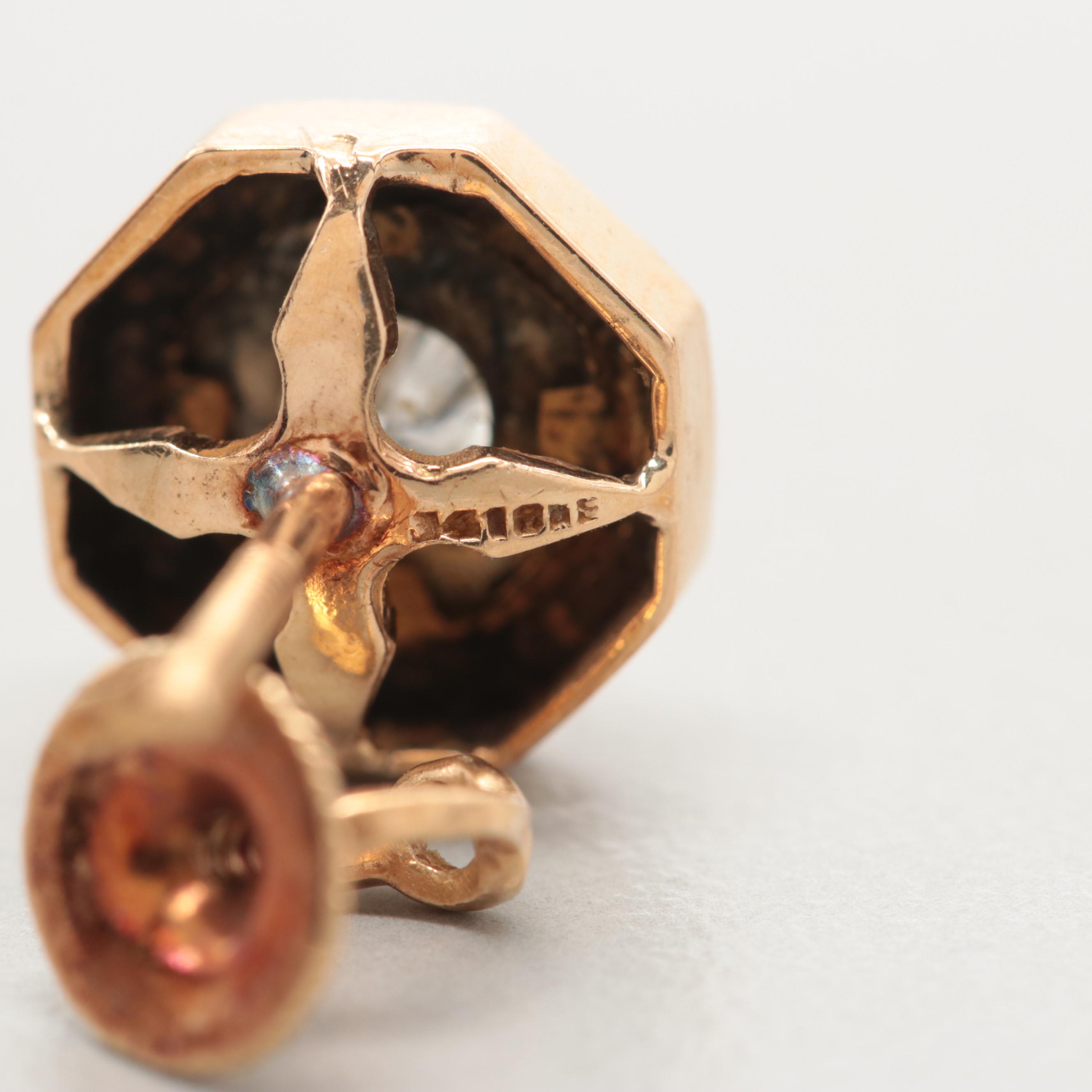 Vintage 14K Yellow Gold Diamond Stud Earrings