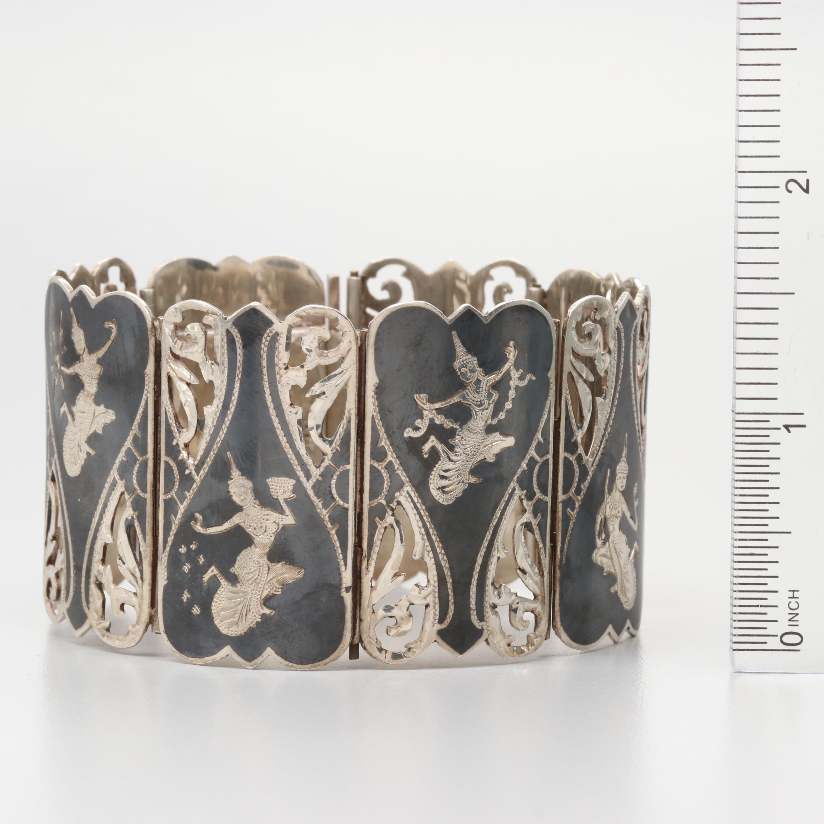 Vintage Siam Sterling Silver Nielloware Bracelet