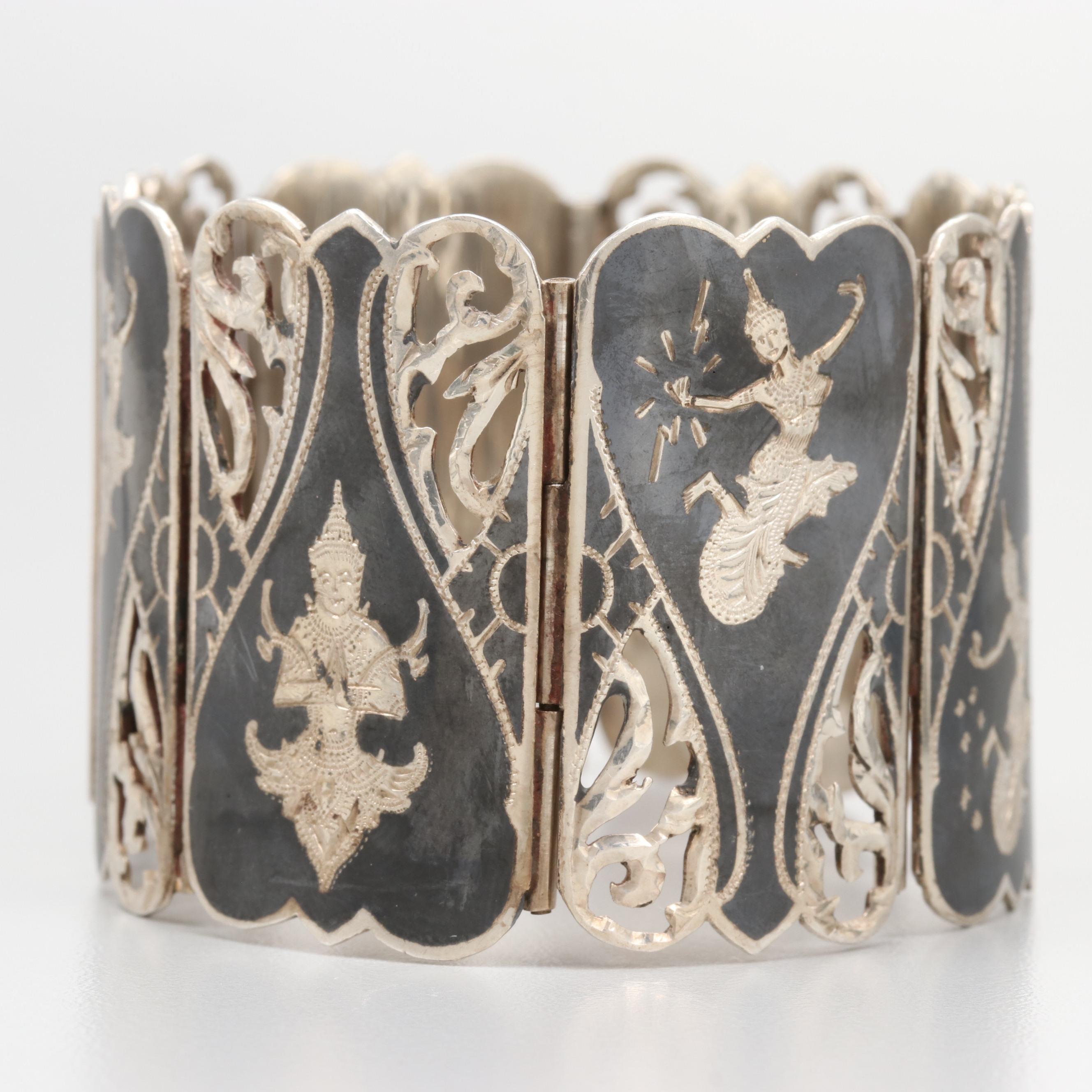 Vintage Siam Sterling Silver Nielloware Bracelet