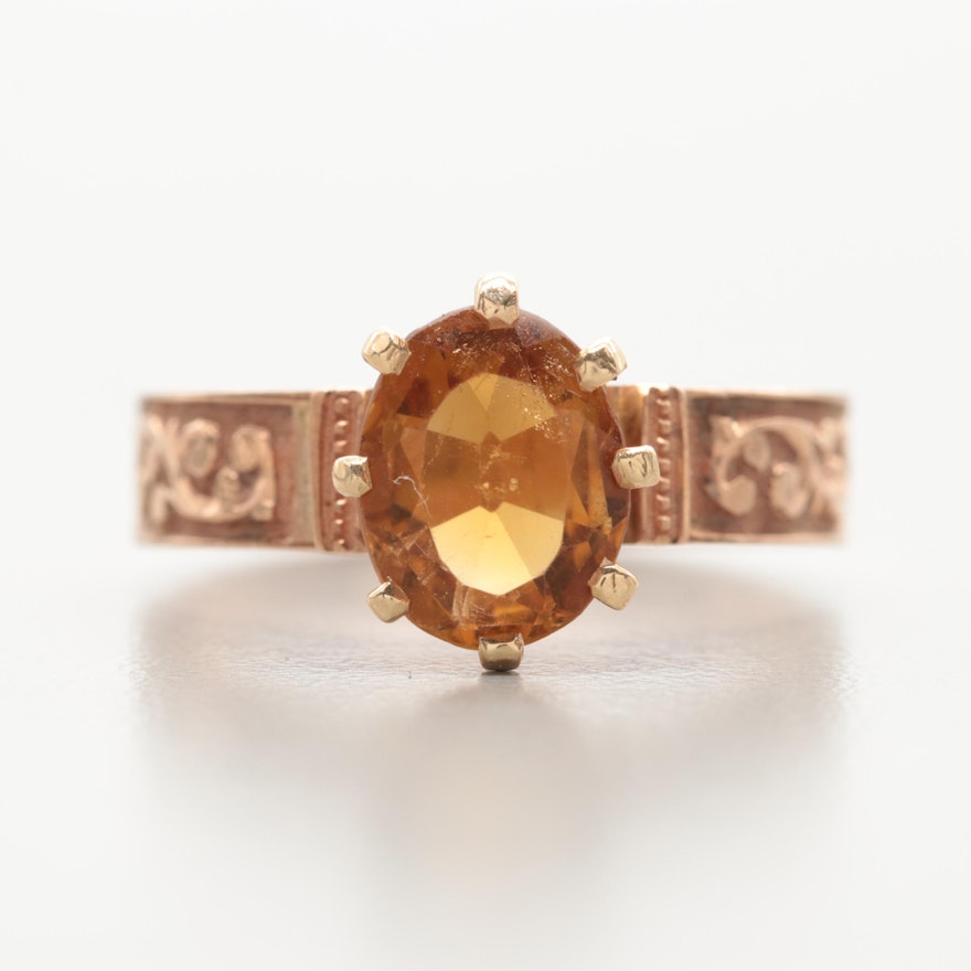 Late Victorian 14K Yellow Gold Citrine Ring