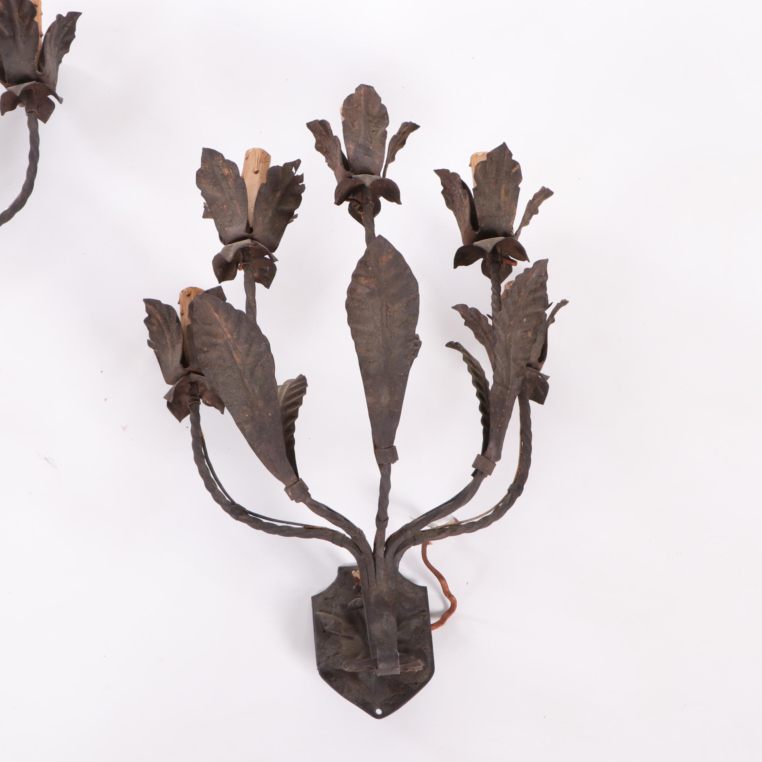 Cast Metal Floriform Wall Sconces