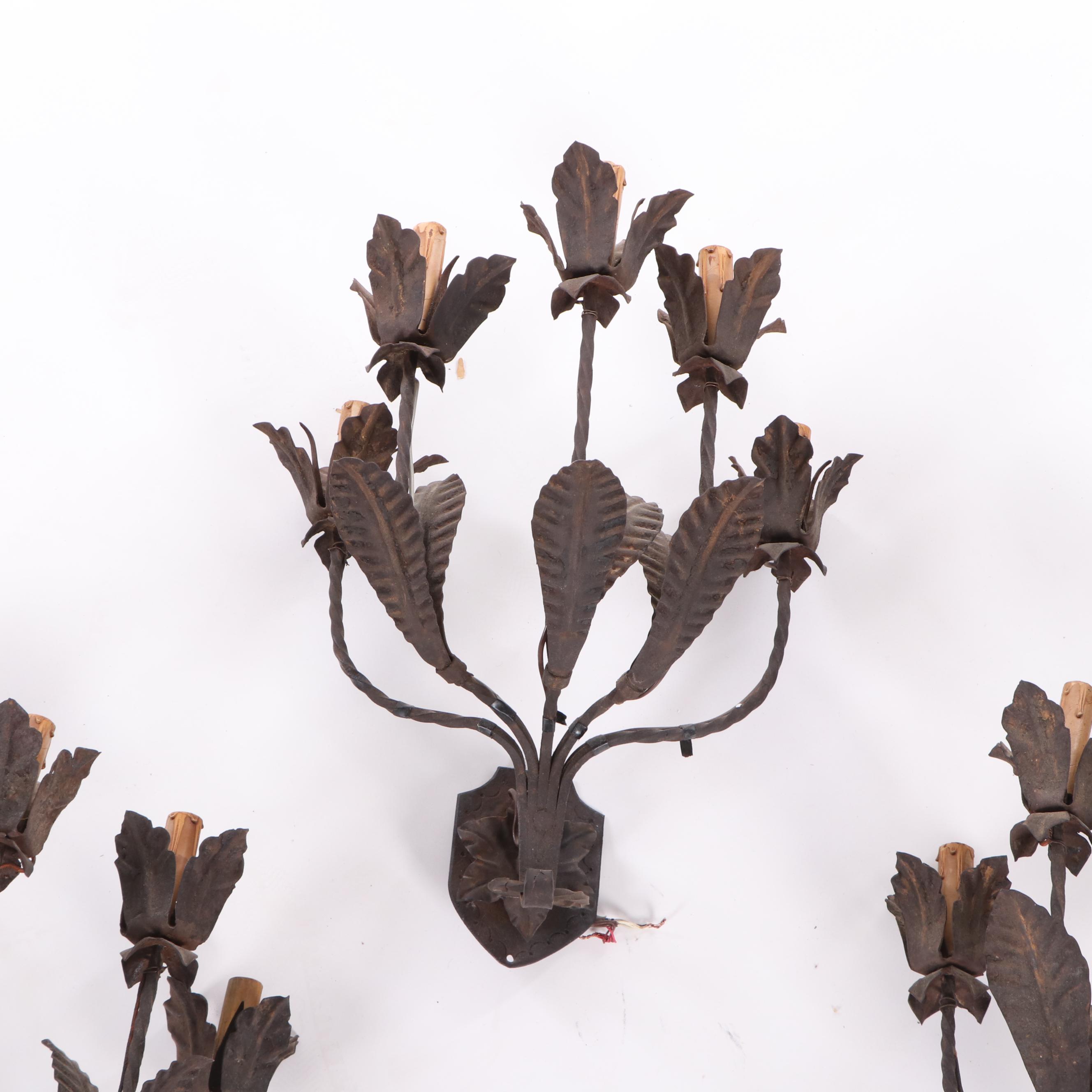 Cast Metal Floriform Wall Sconces