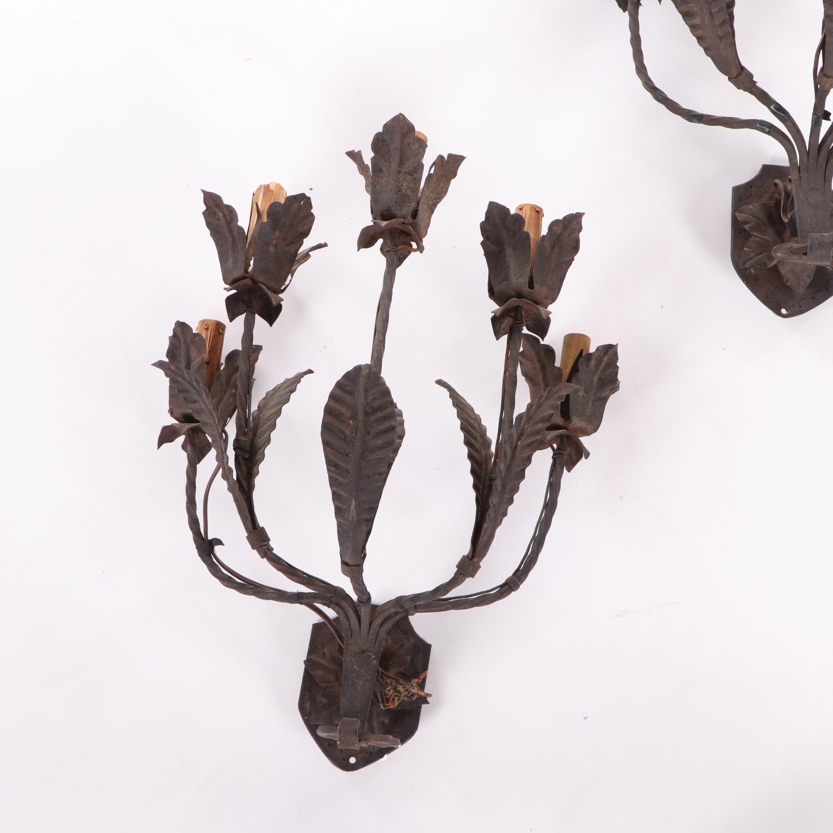 Cast Metal Floriform Wall Sconces