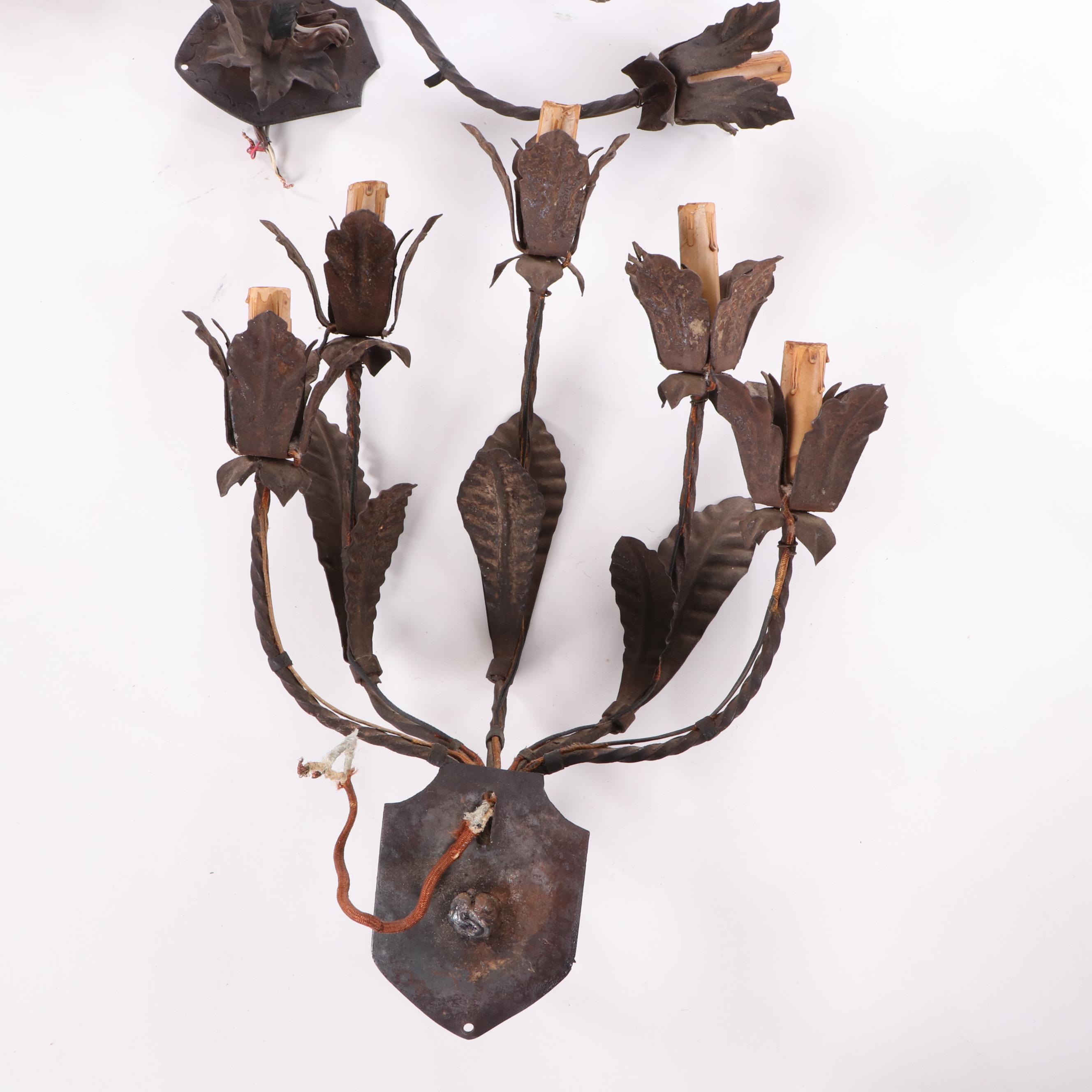 Cast Metal Floriform Wall Sconces