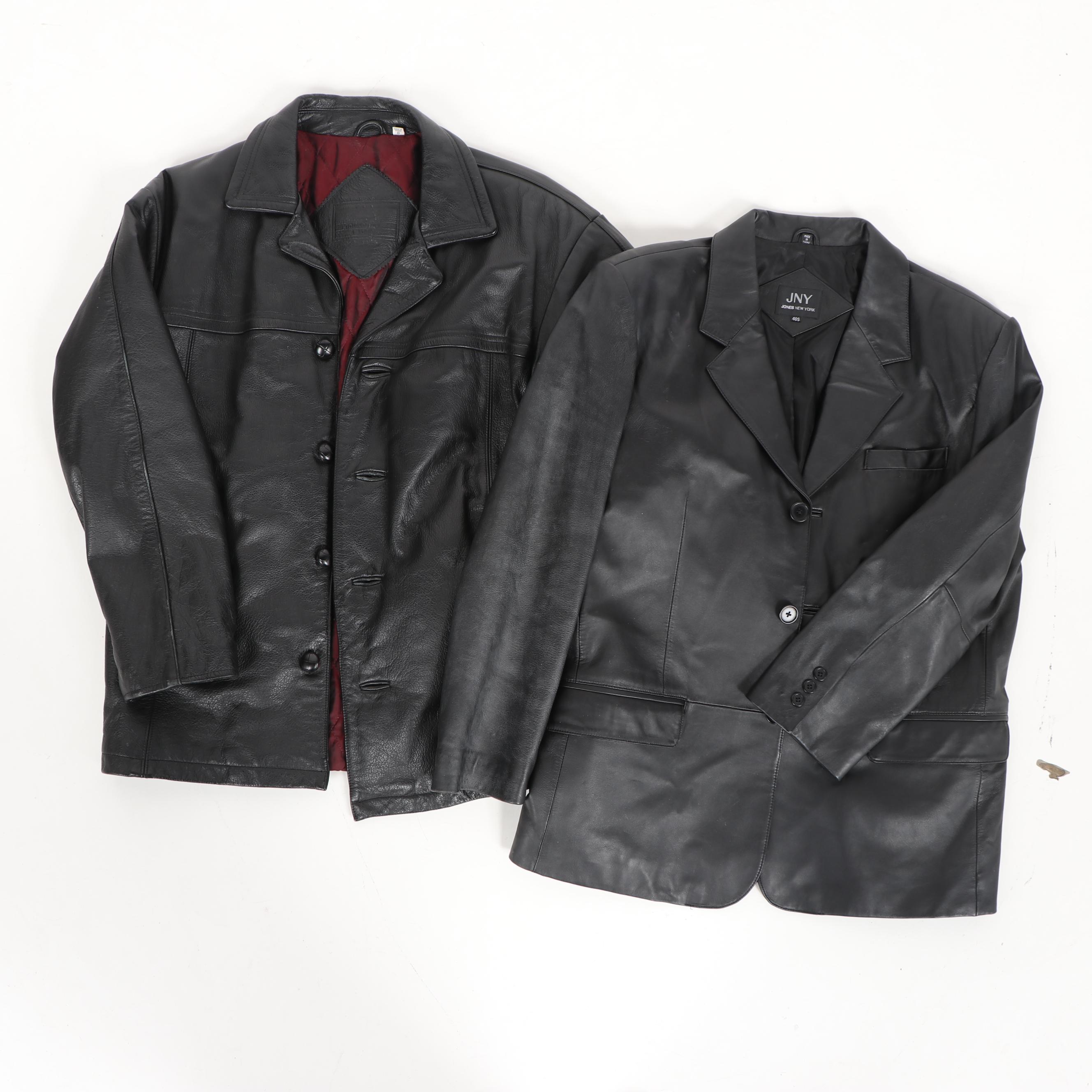 Men's Roundtree & Yorke and JNY Jones New York Black Leather Jackets