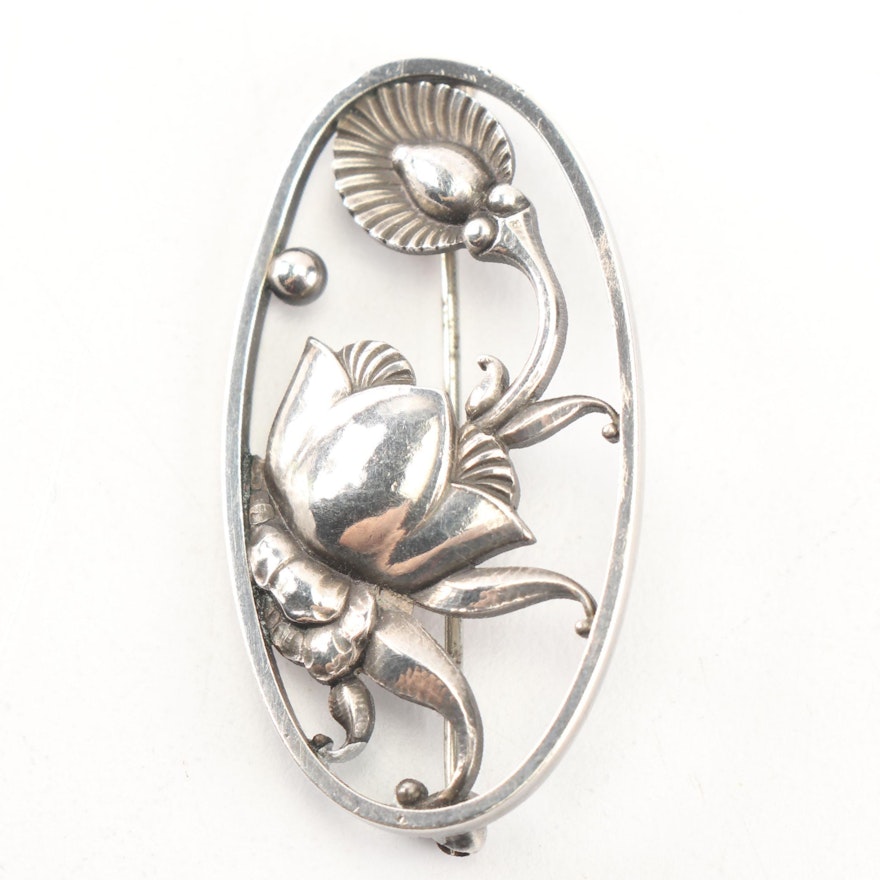 Danish Sterling Silver Brooch, Mark of Georg Jensen