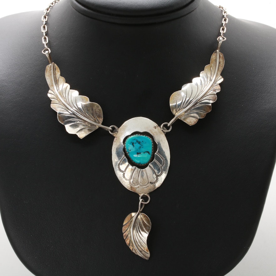 Southwestern Style Sterling Silver Turquoise Necklace