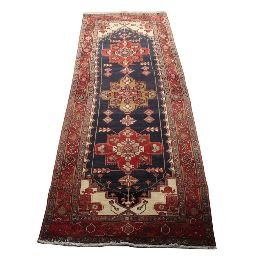 Hand-Knotted Persian Heriz Wool Long Rug