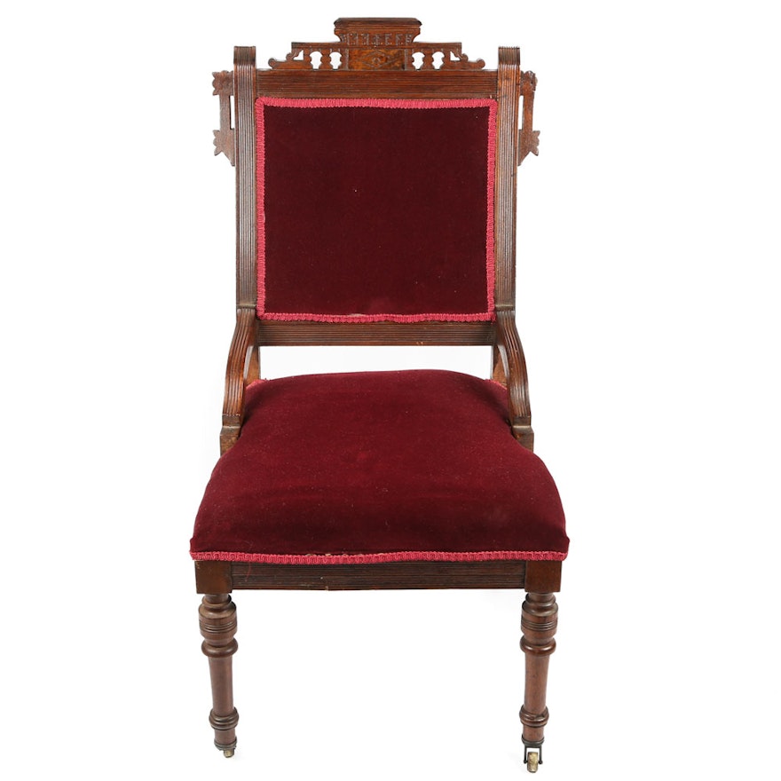 Antique Eastlake Walnut Vanity Chair